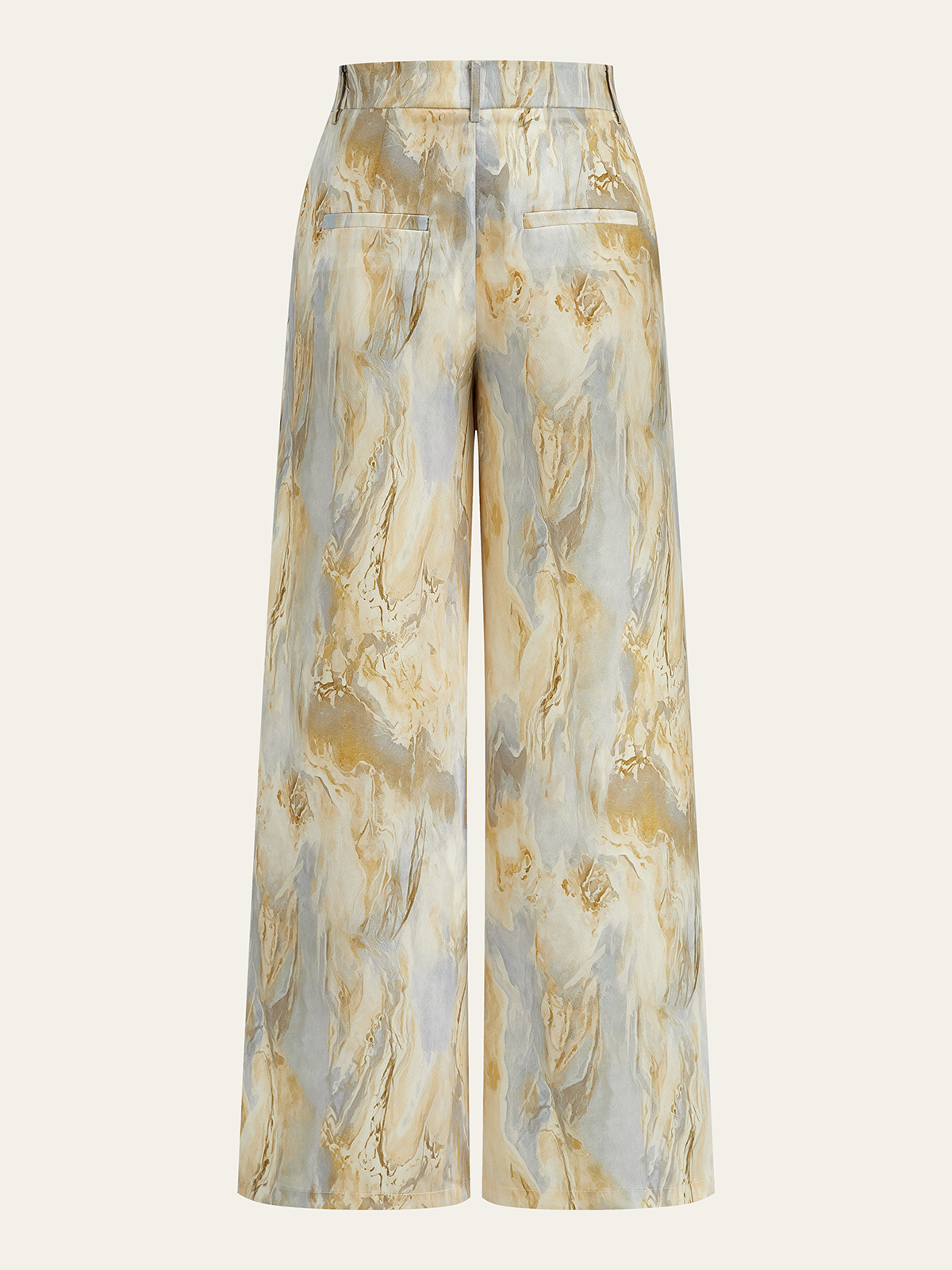 Marble Print Straight-Leg Pants