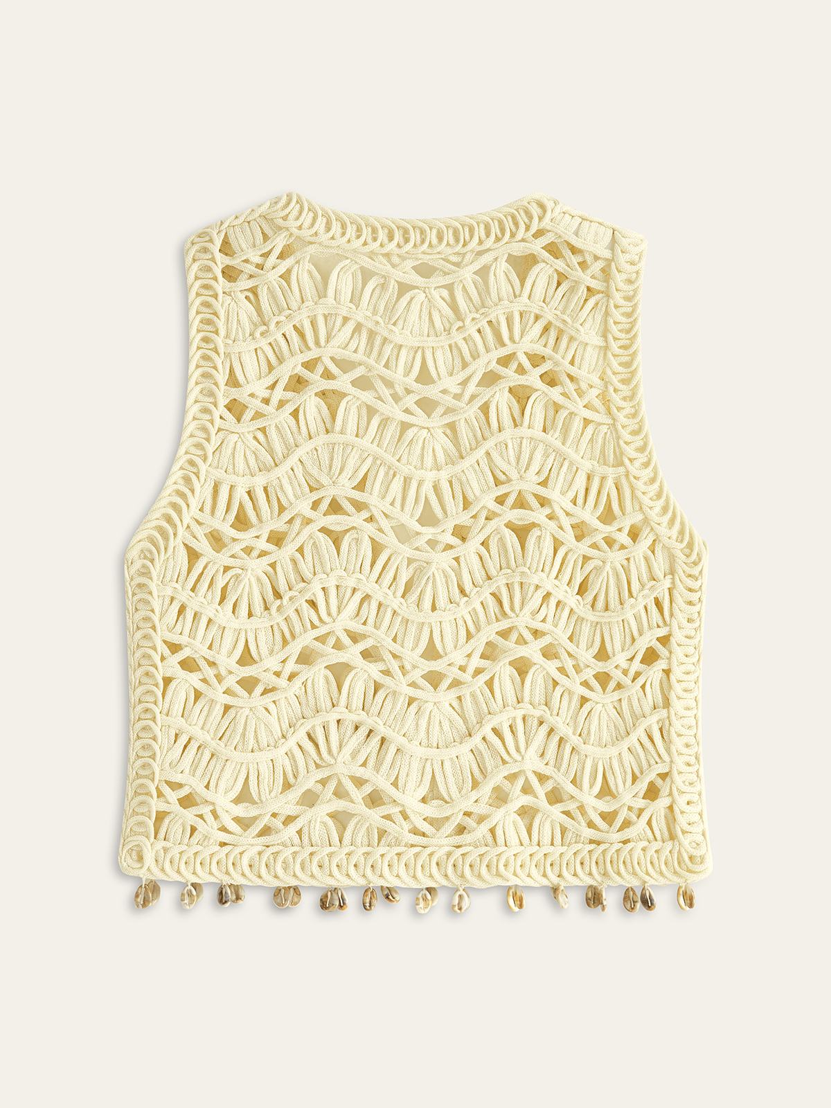Shell Embellished Crochet Vest