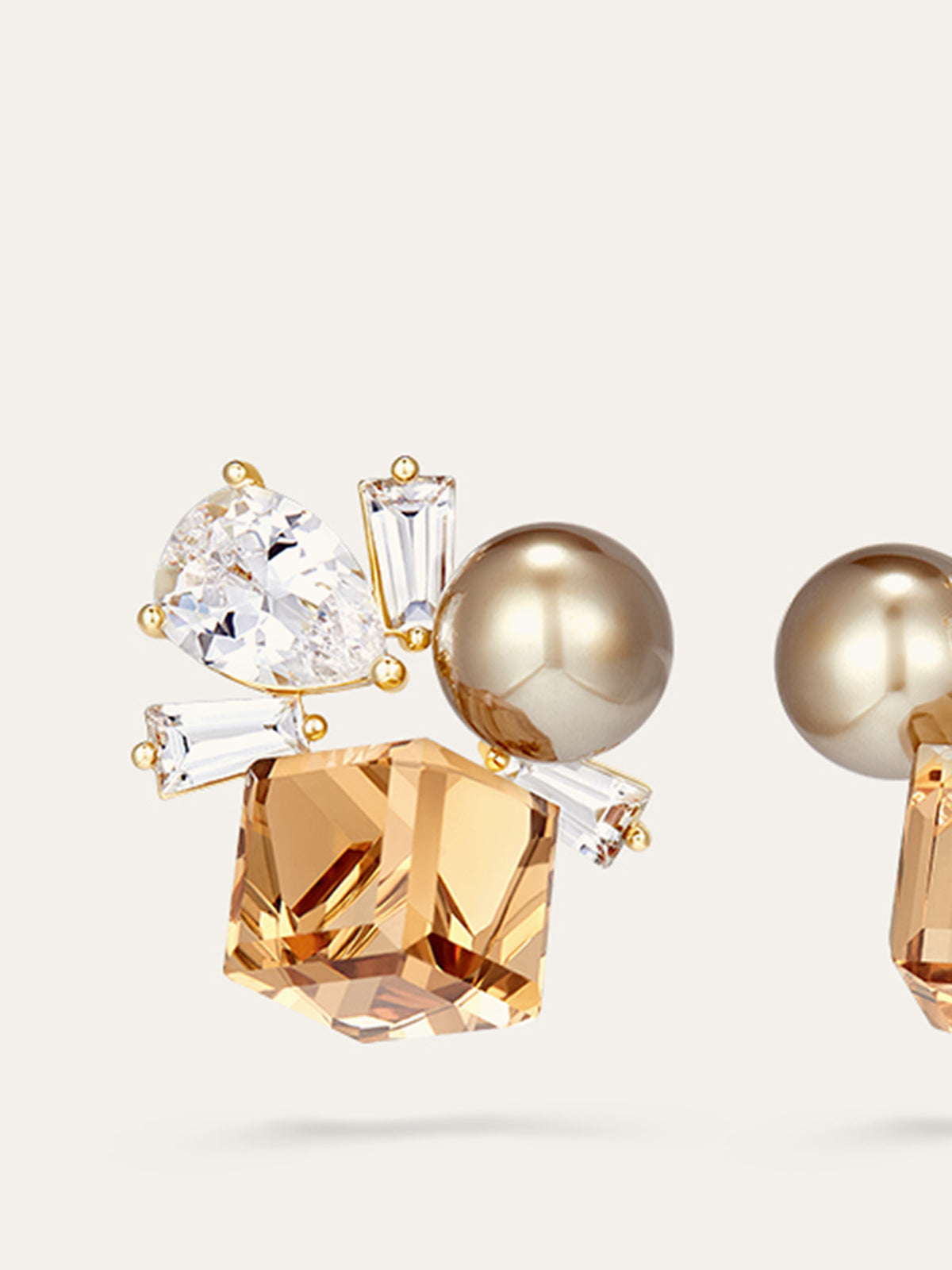 Crystal and Pearl Cluster Earrings