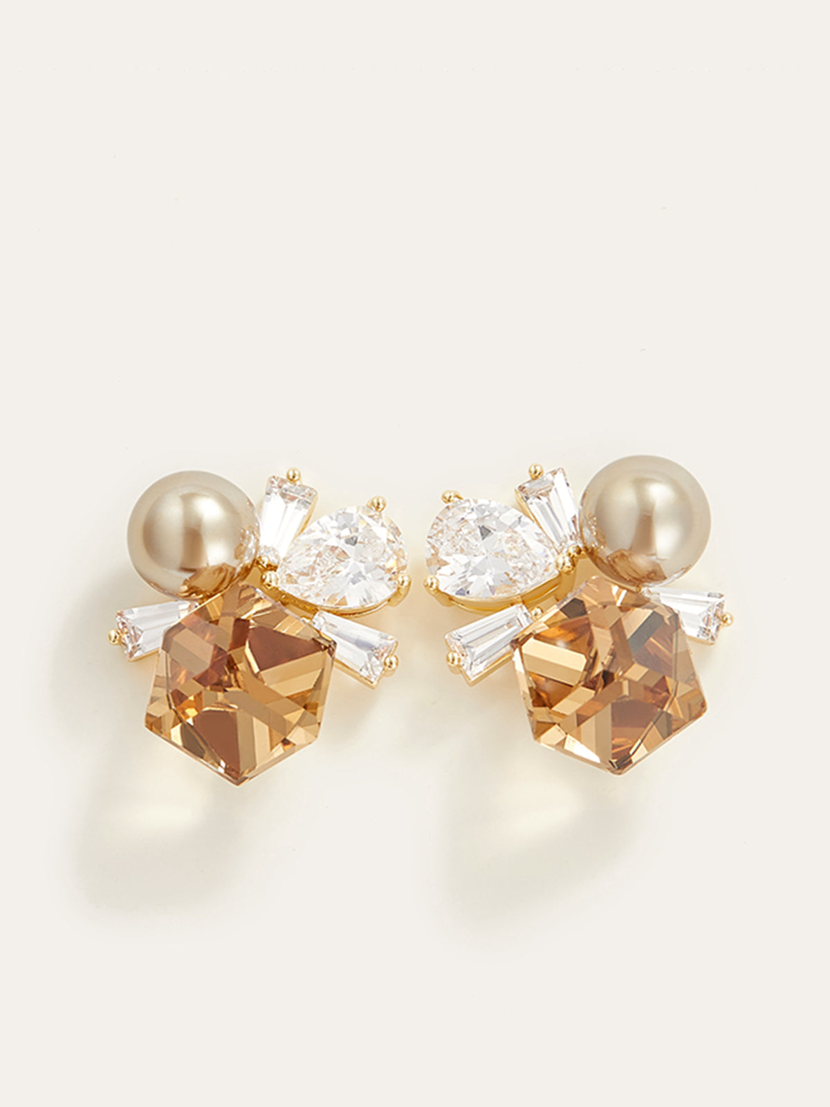 Crystal and Pearl Cluster Earrings