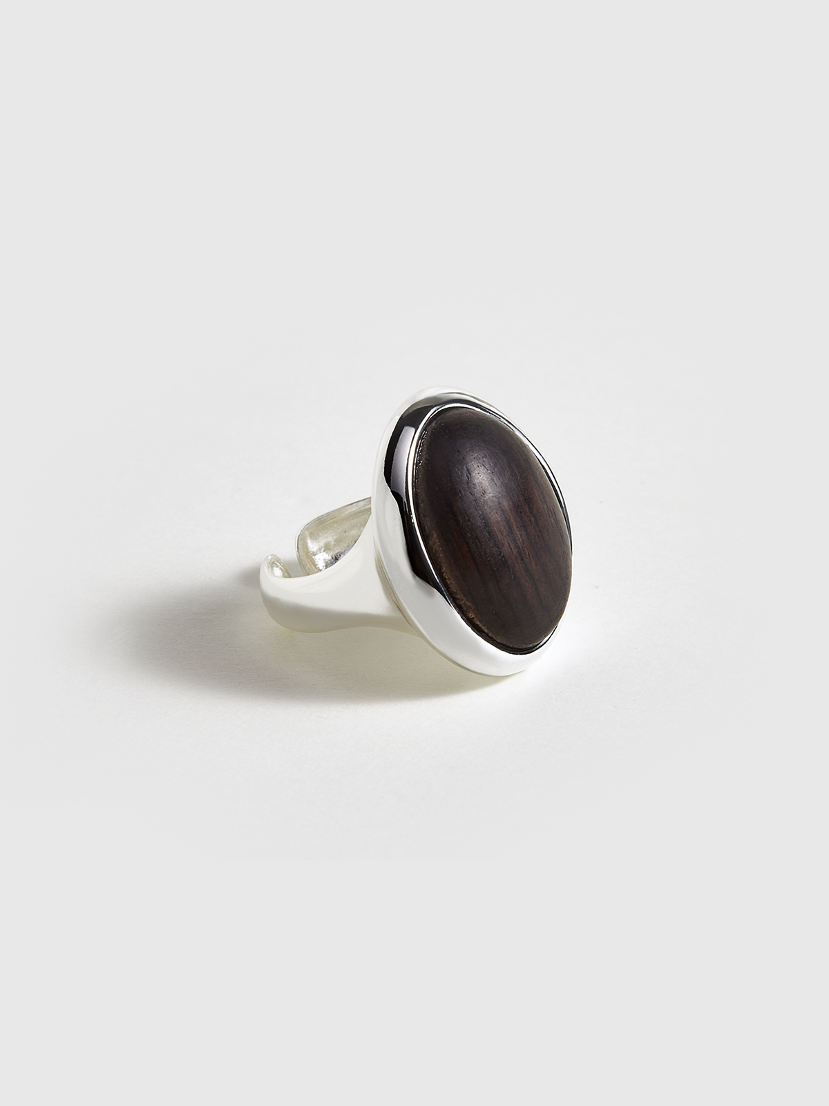 Woodgrain Stone Silver Ring