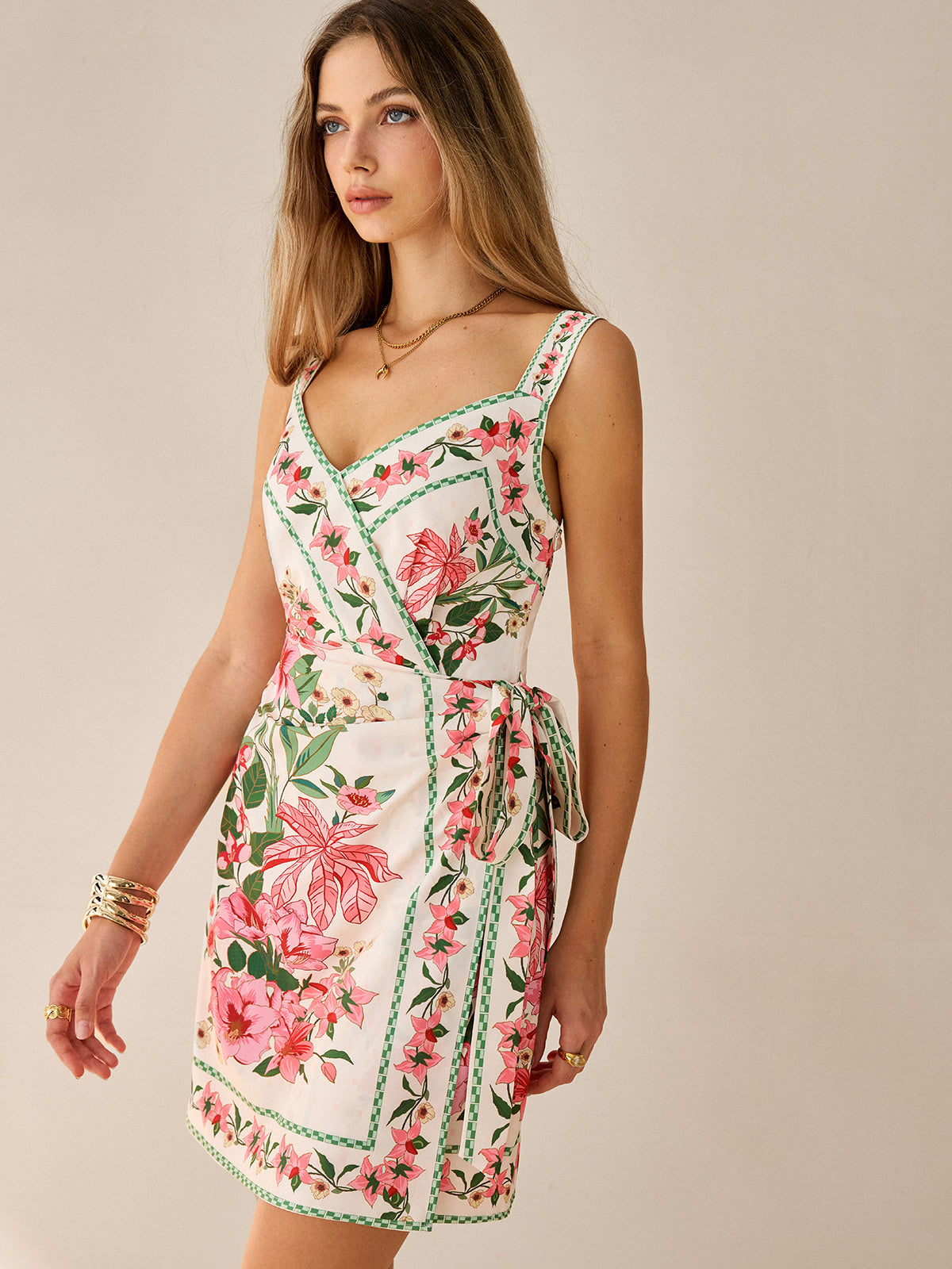 Floral Print Wrap Mini Dress