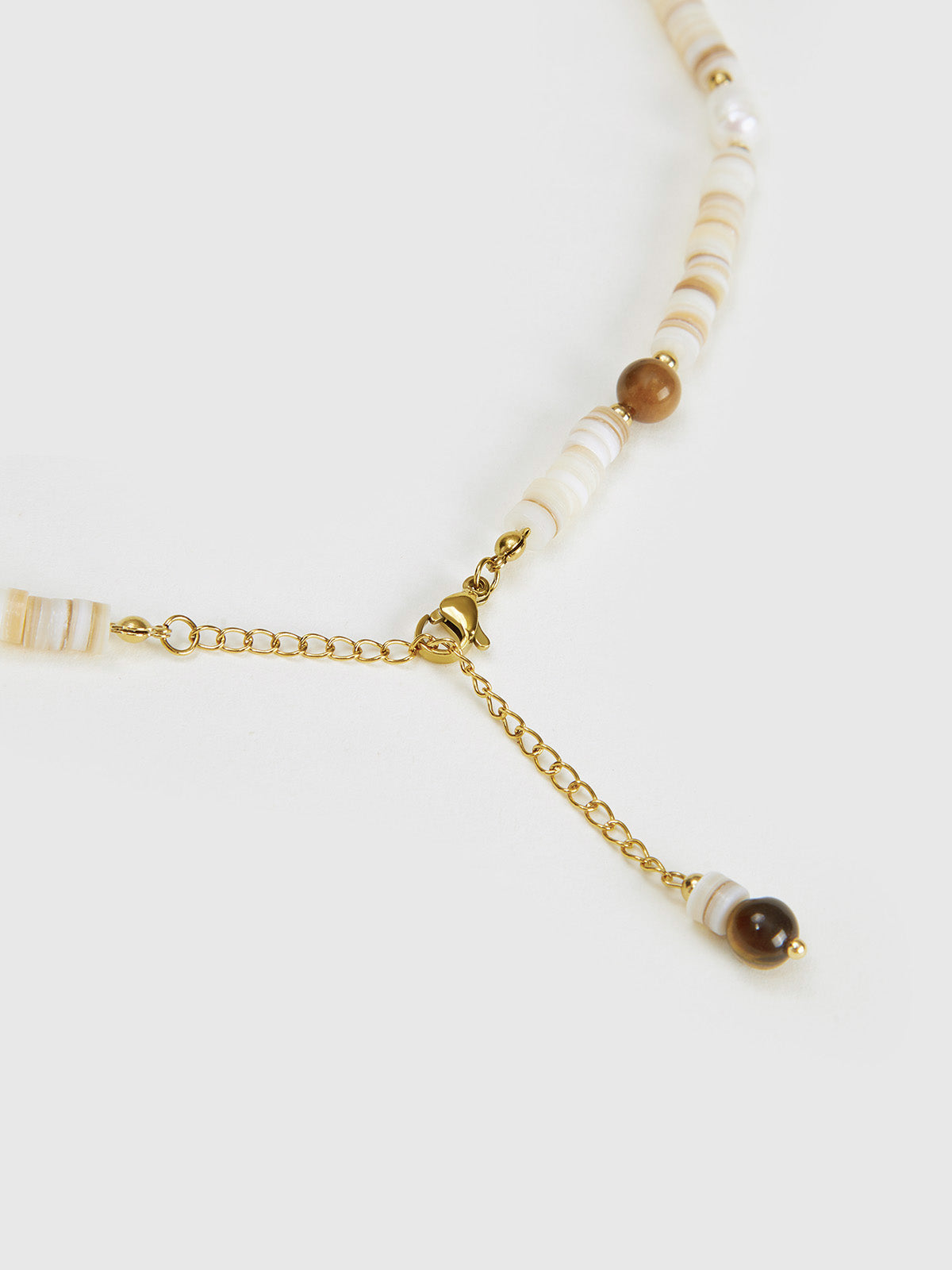Tiger Eye and Shell Beaded Necklace