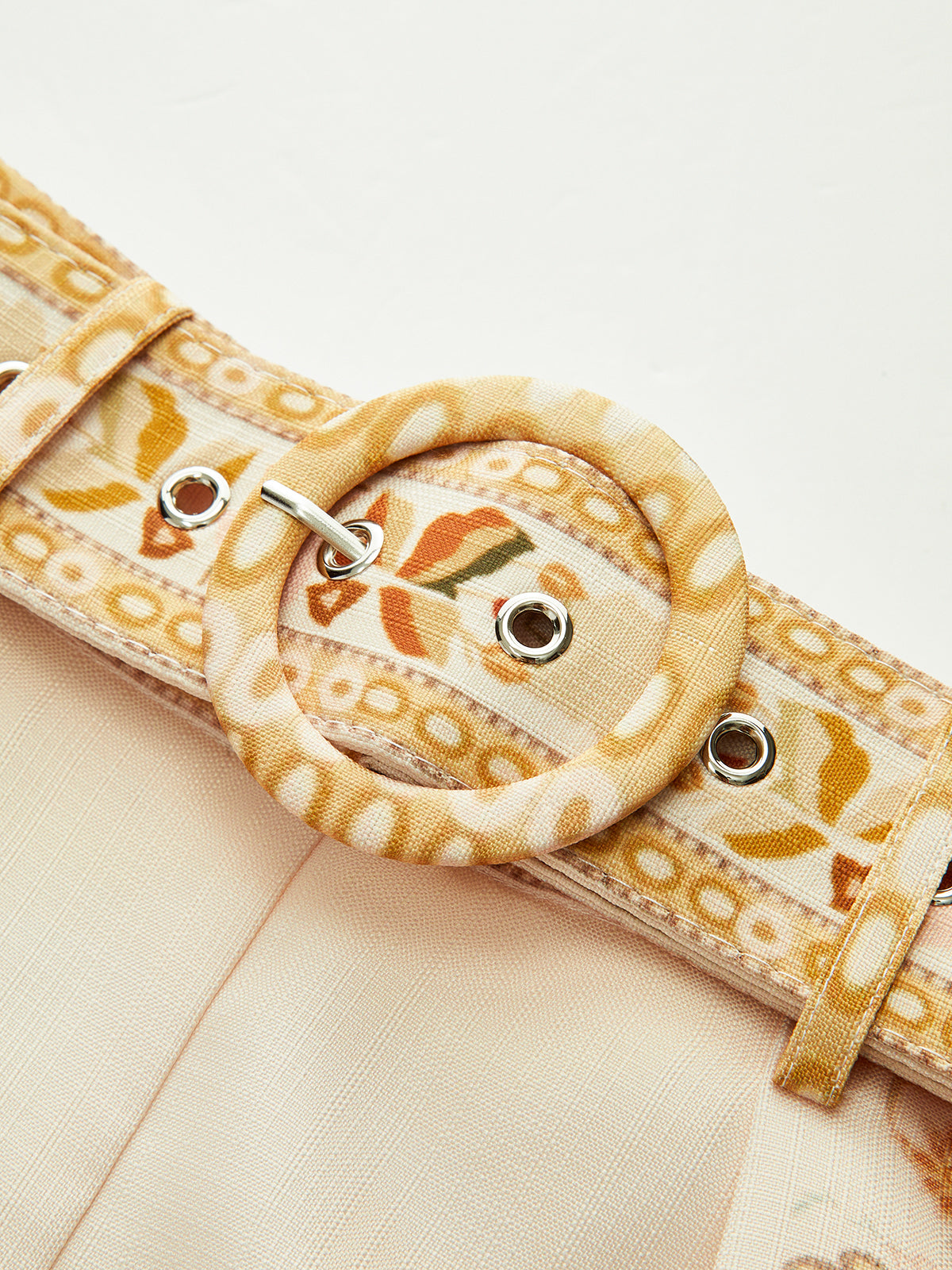 Belted Boho Print Tailored Shorts