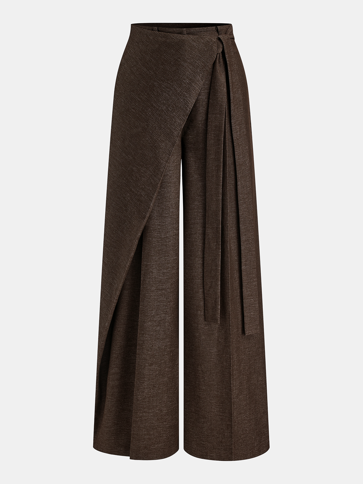 Puddle Hem Asymmetric Wrap Wide-Leg Pants