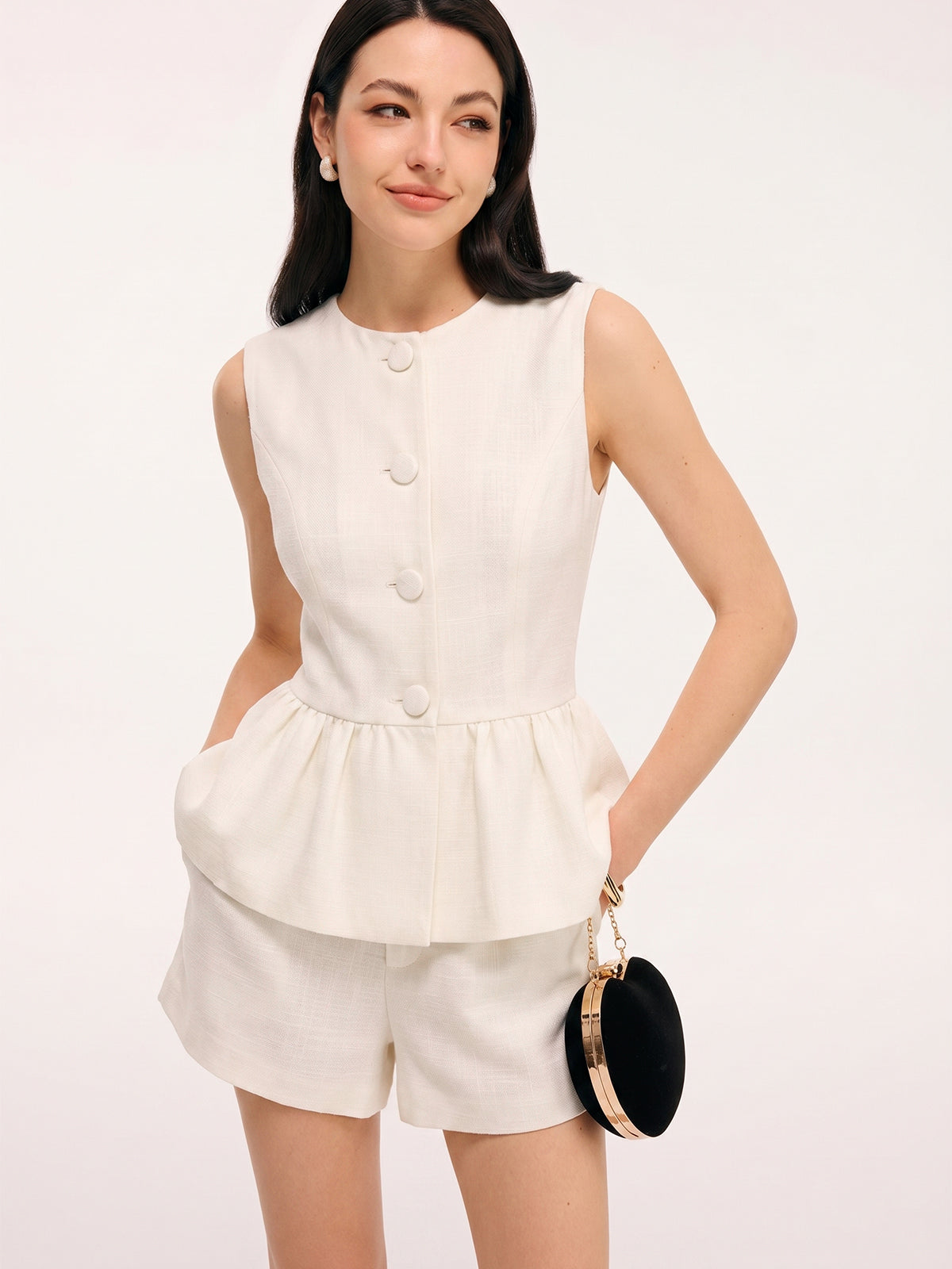 Sleeveless Peplum Top & Shorts Set