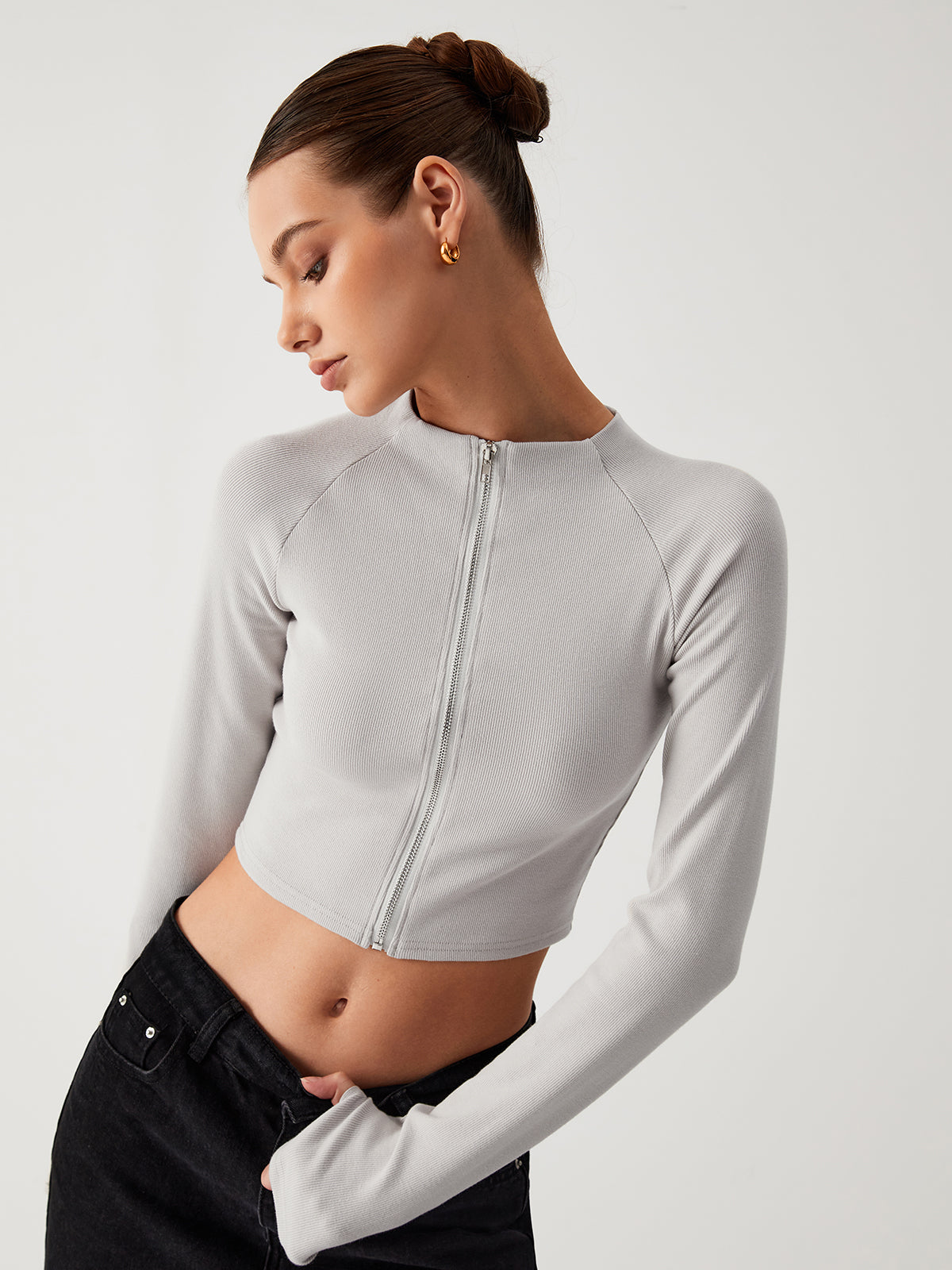 Coffee Run Crop Long Sleeve Shirt