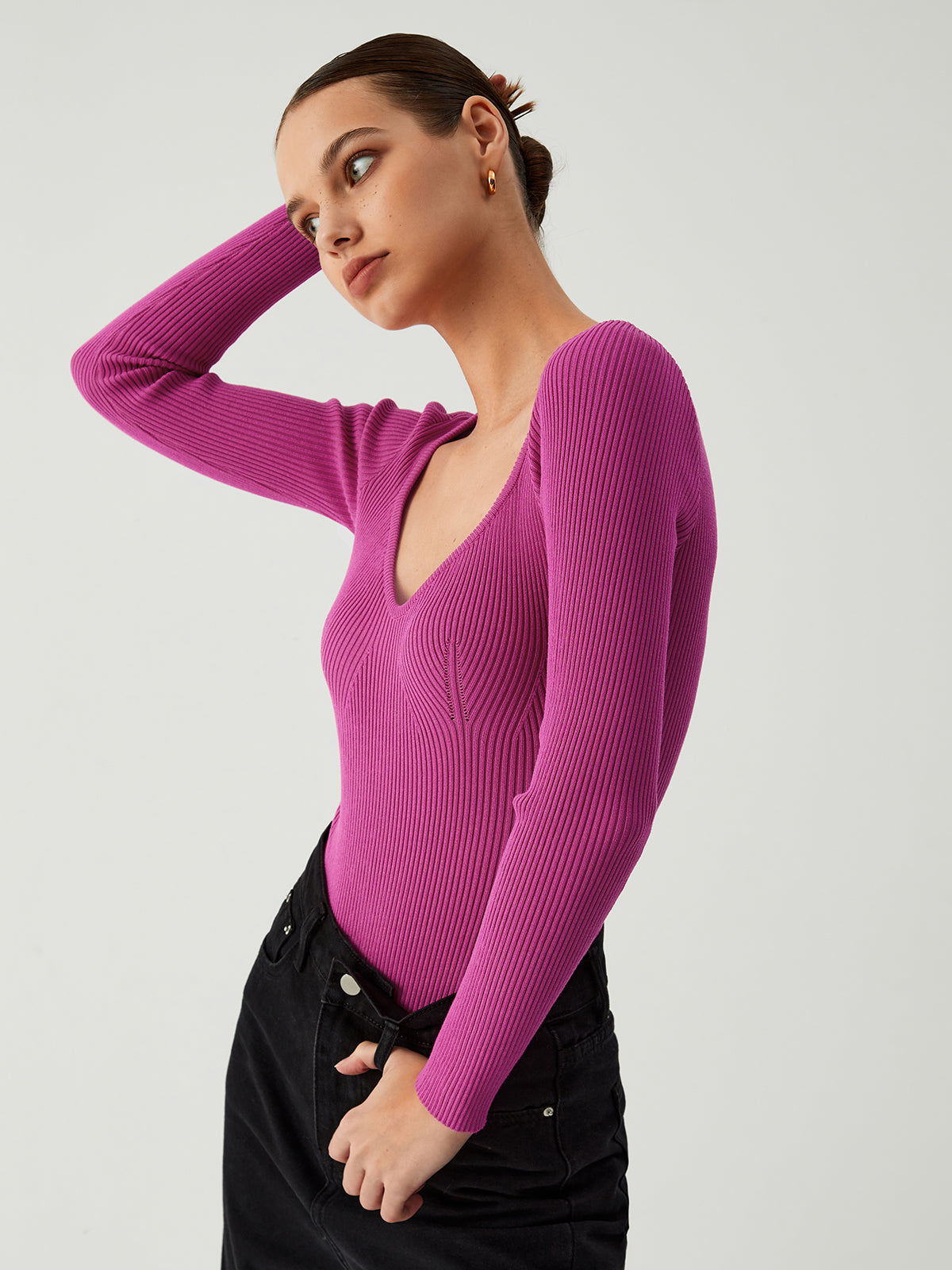 Raspberry Bustier Rib Bodysuit