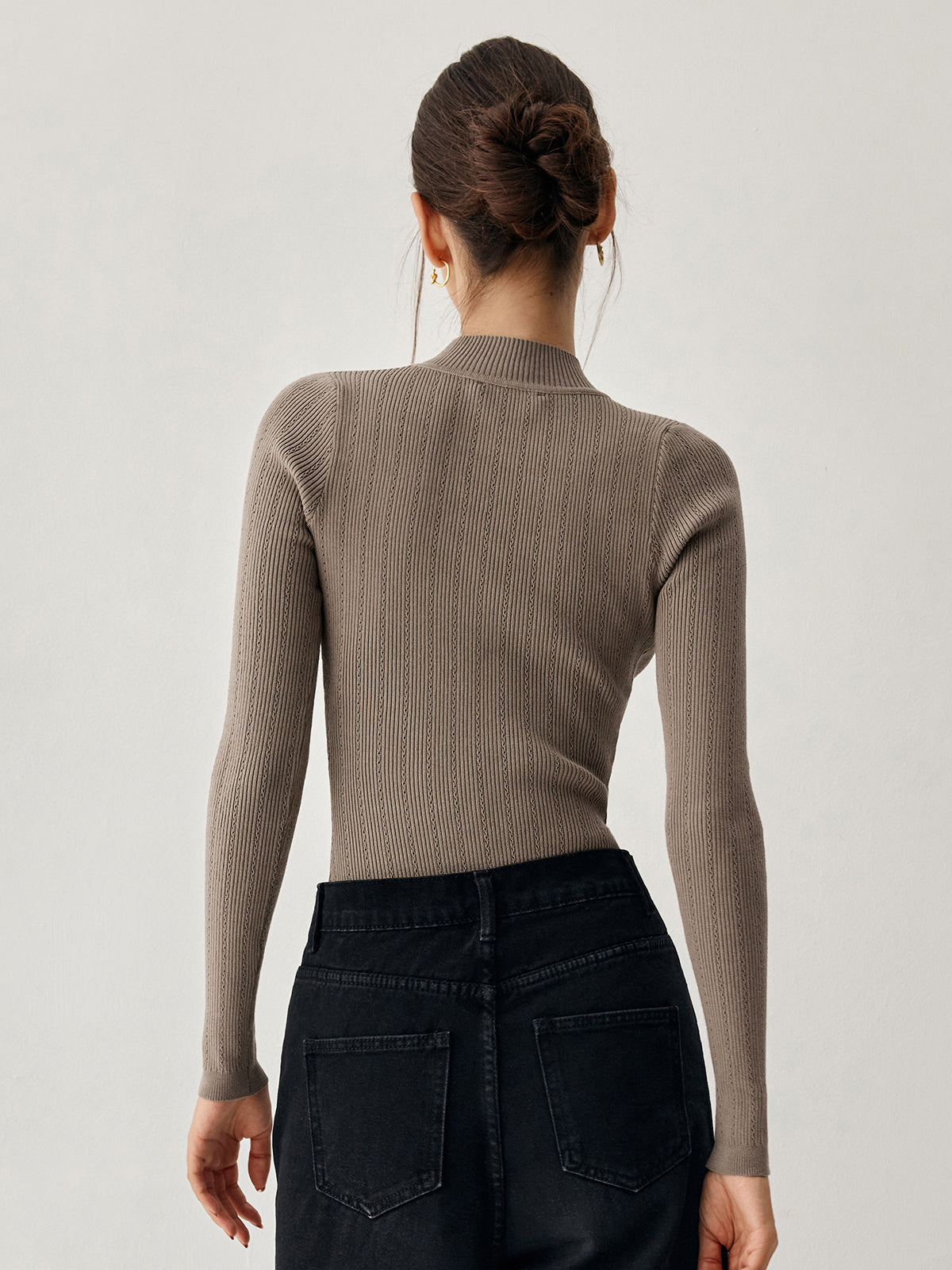 Rib Eyelet Long Sleeve Bodysuit