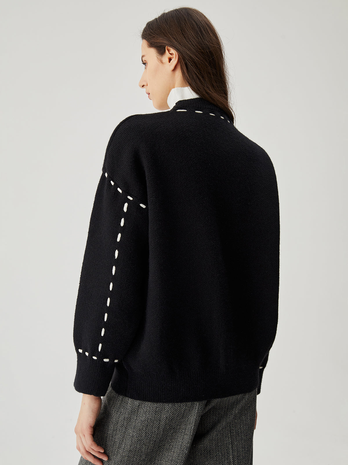 Knit Contrast Trim Button Down Cardigan