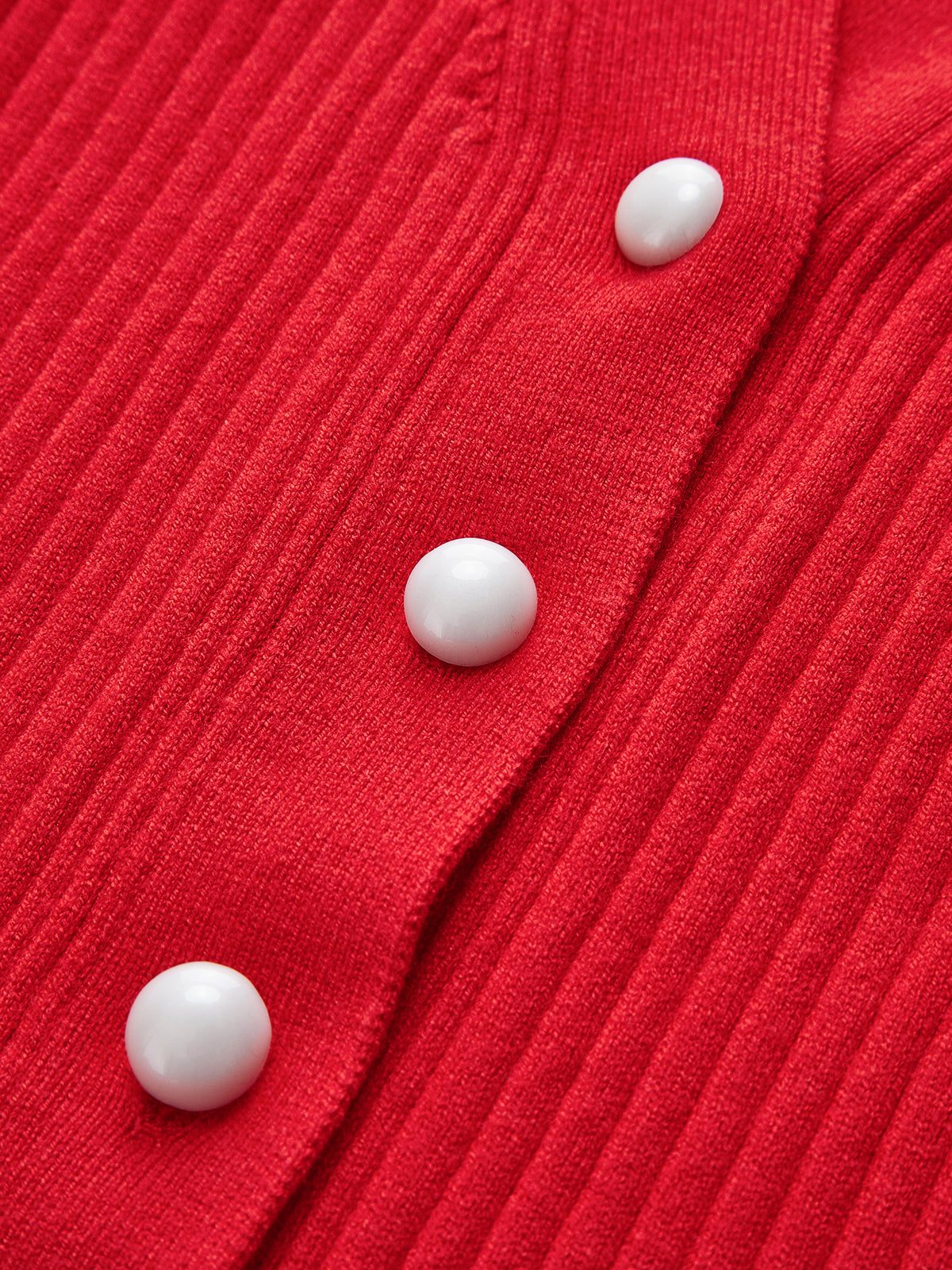 Ruffled Trim Pearl Button Long Sleeve Cardigan