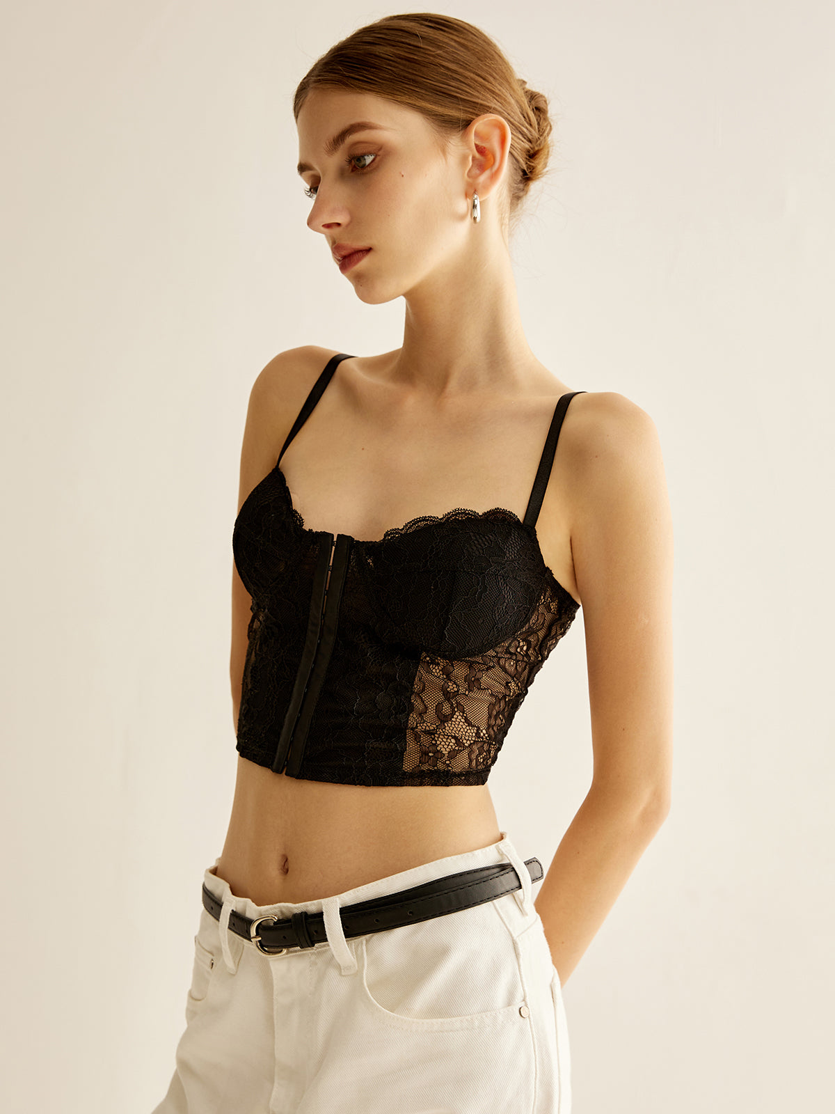 Semi-Sheer Floral Lace Corset Top