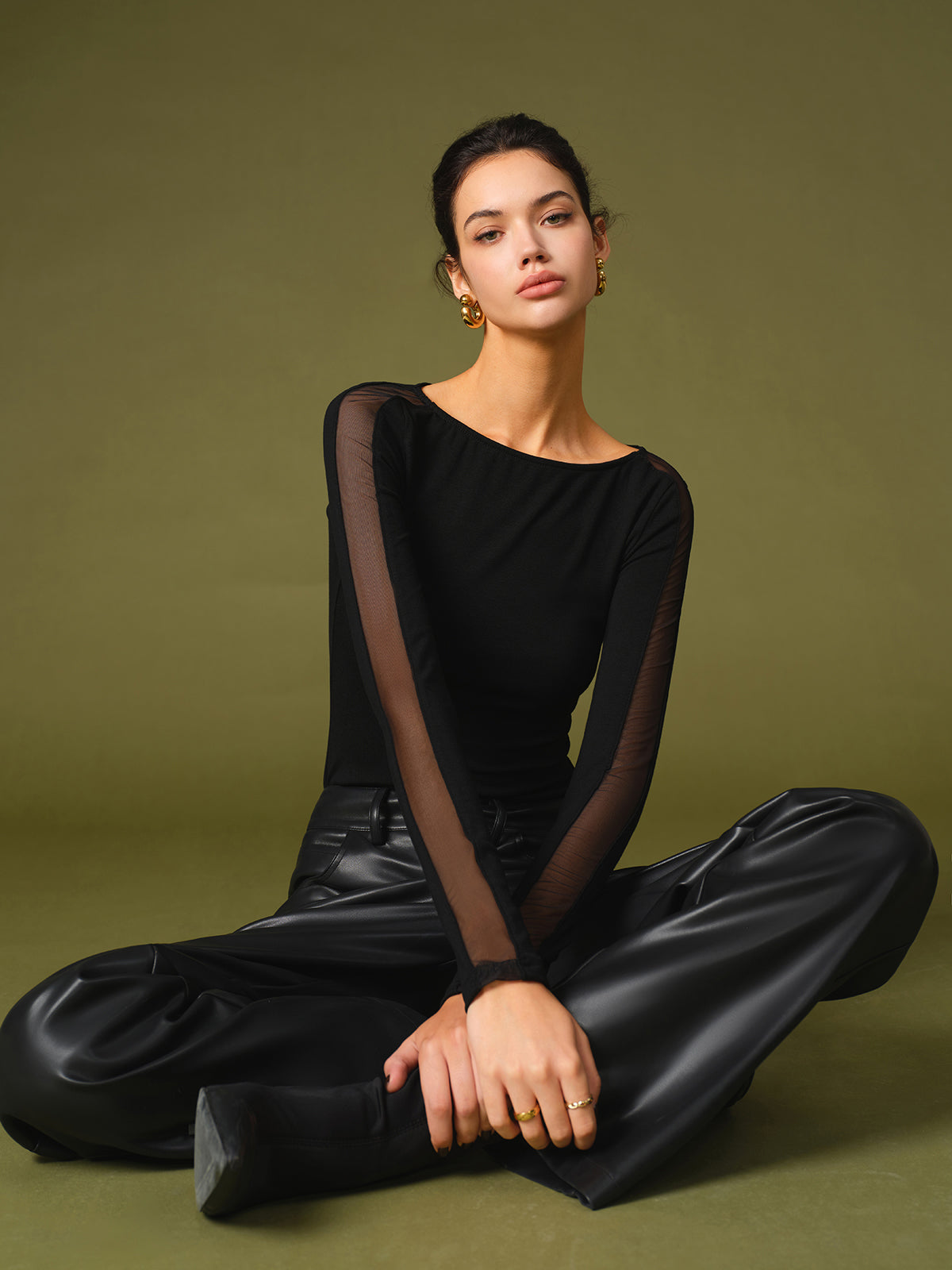 Minimalist Sheer Sleeve T-Shirt