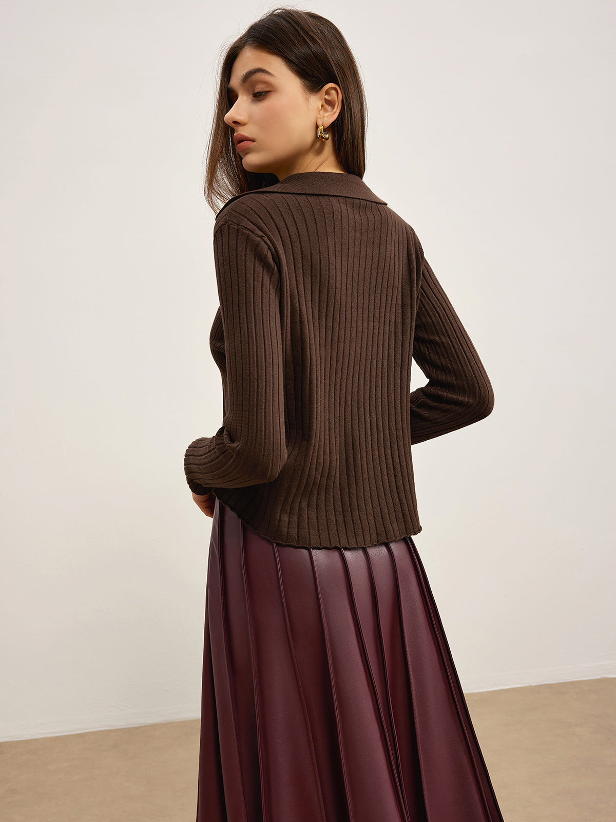 Elegant High-Stretch Polo Cardigan