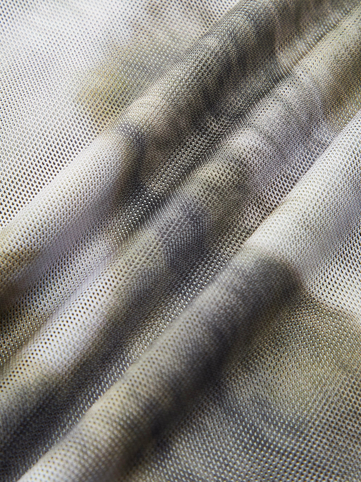 Semi-Sheer Asymmetrical Printed Crop Mesh T-Shirt