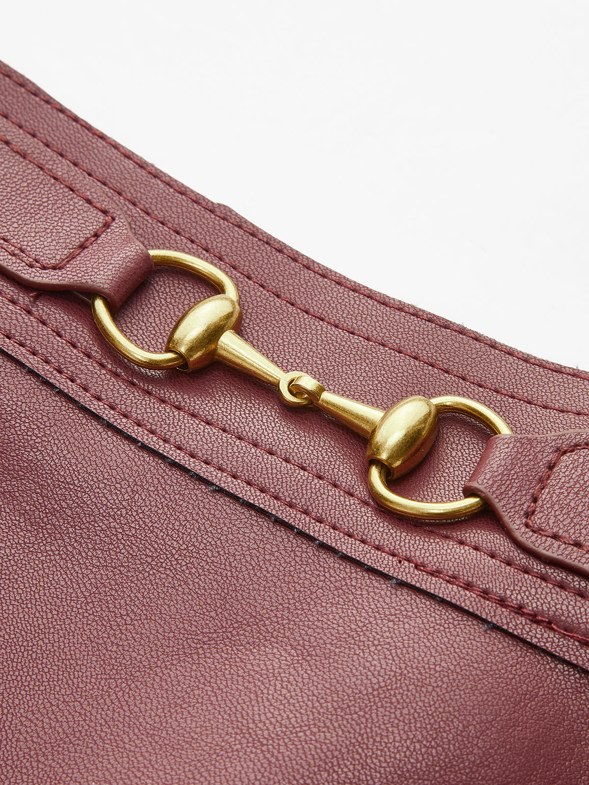 Magnet Closure Faux Leather Skirt