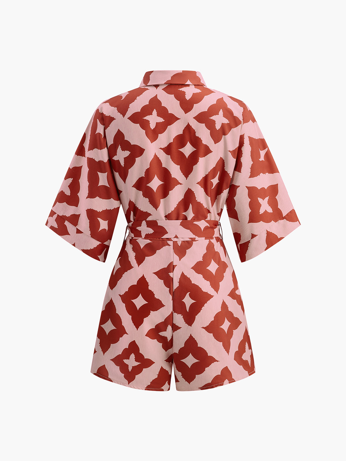 Floral Print Shirt Jumpsuit