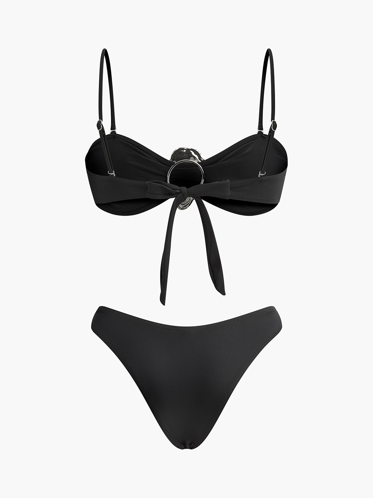 Metal Accent Tie-Front Bikini Set