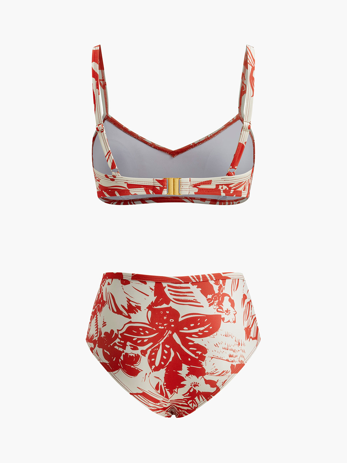 Tropical Print Metal Clasp Bikini Set