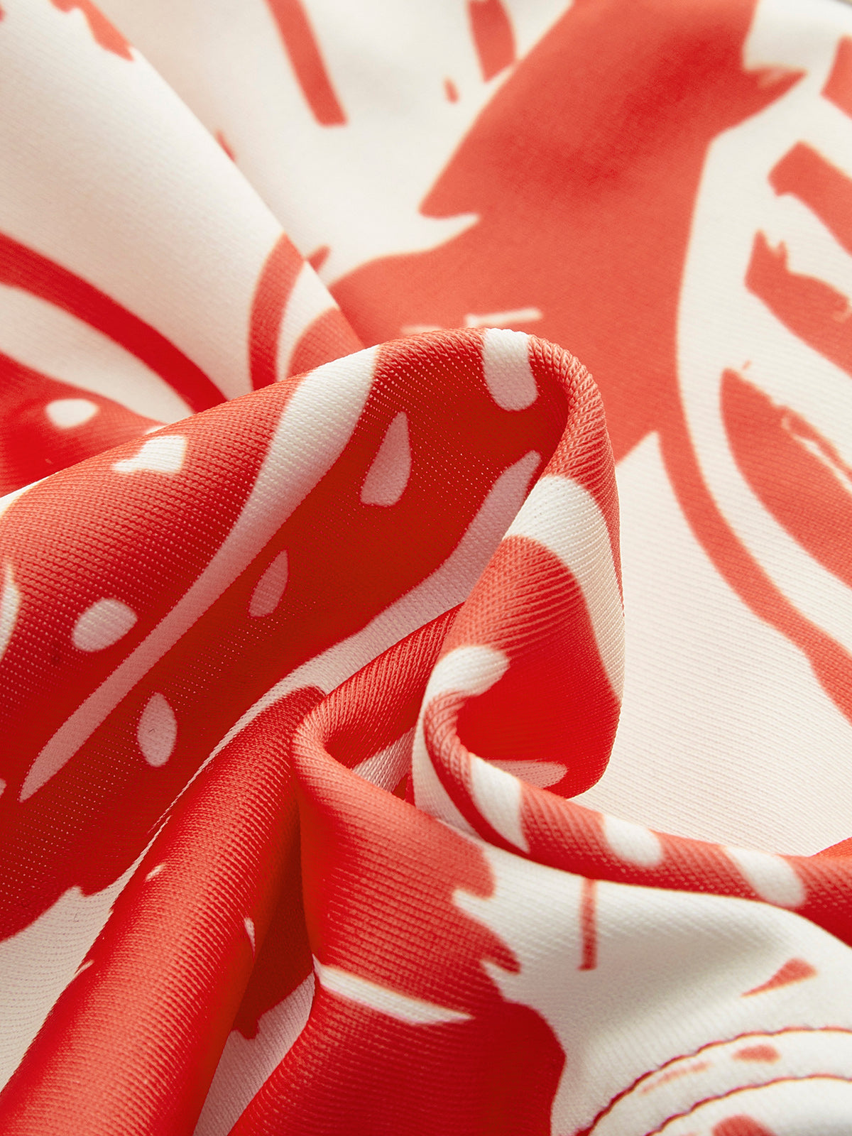 Tropical Print Metal Clasp Bikini Set