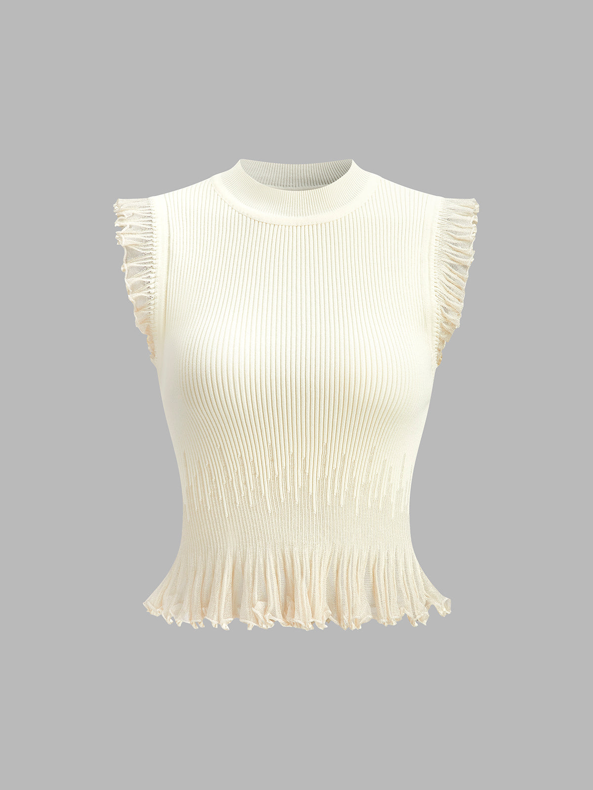 Ribbed Knit Ruffle Top