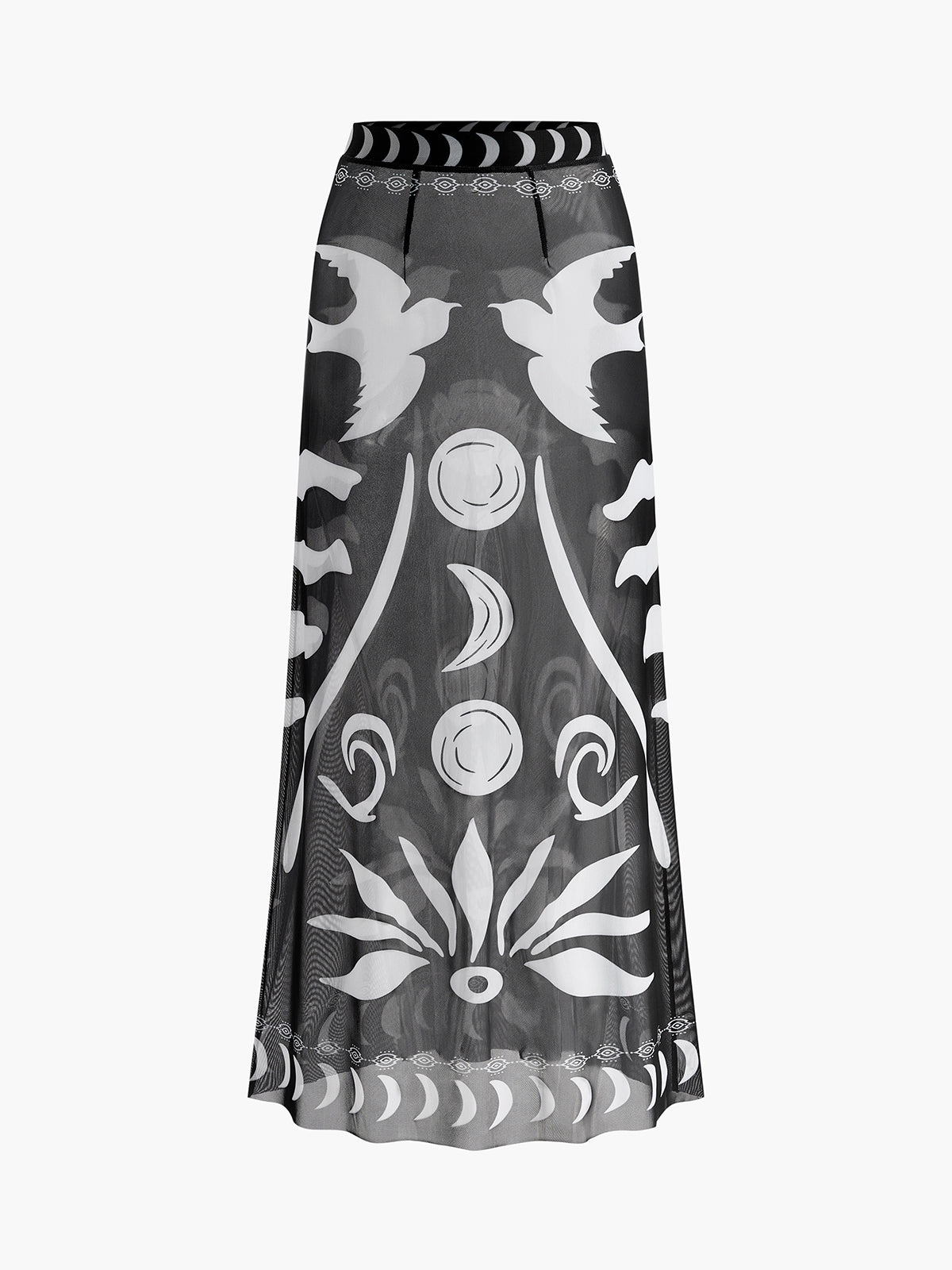 Sheer Printed Mesh Beach Cover-Up Skirt