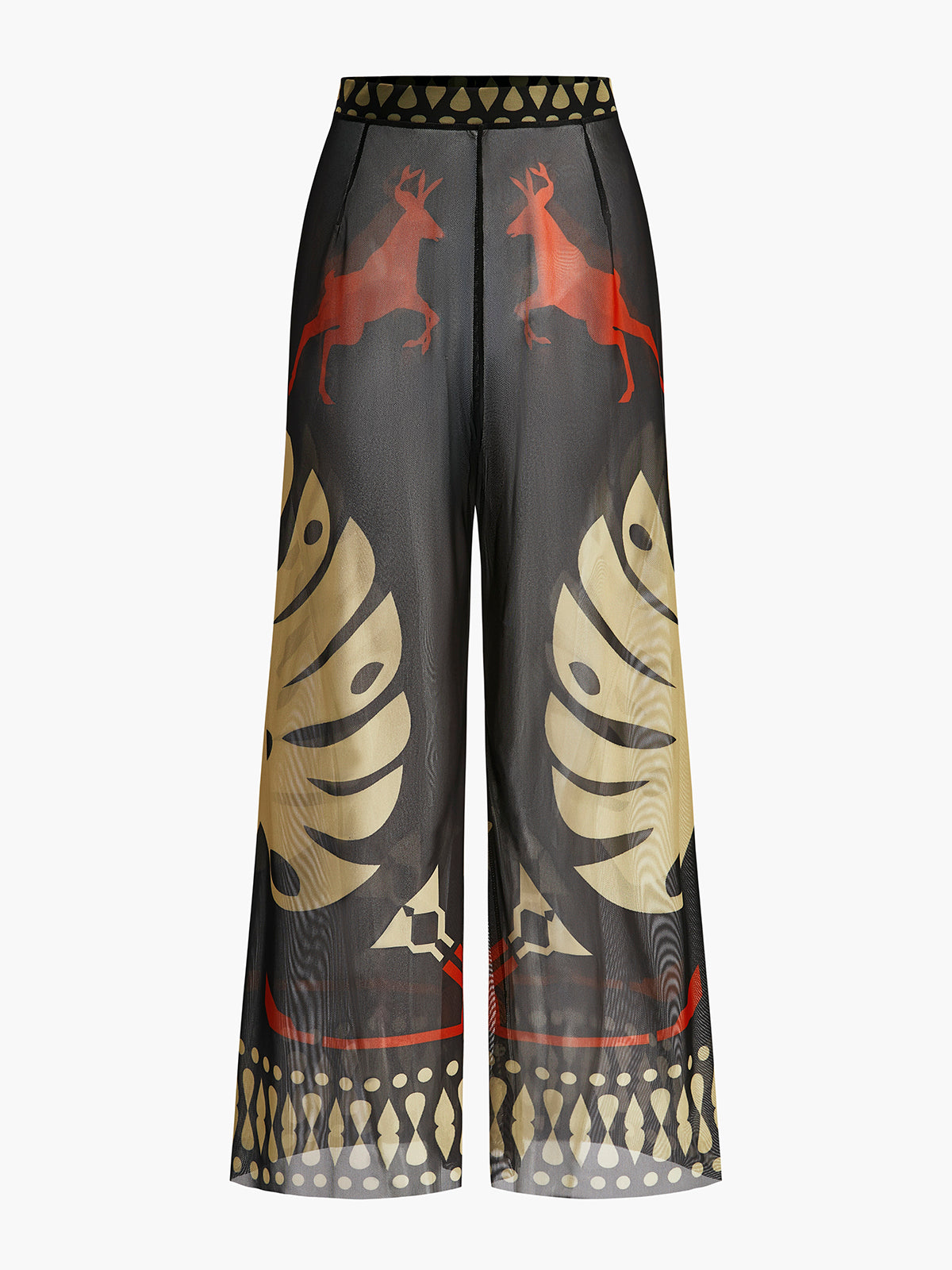 Sheer Printed Wide-Leg Beach Pants