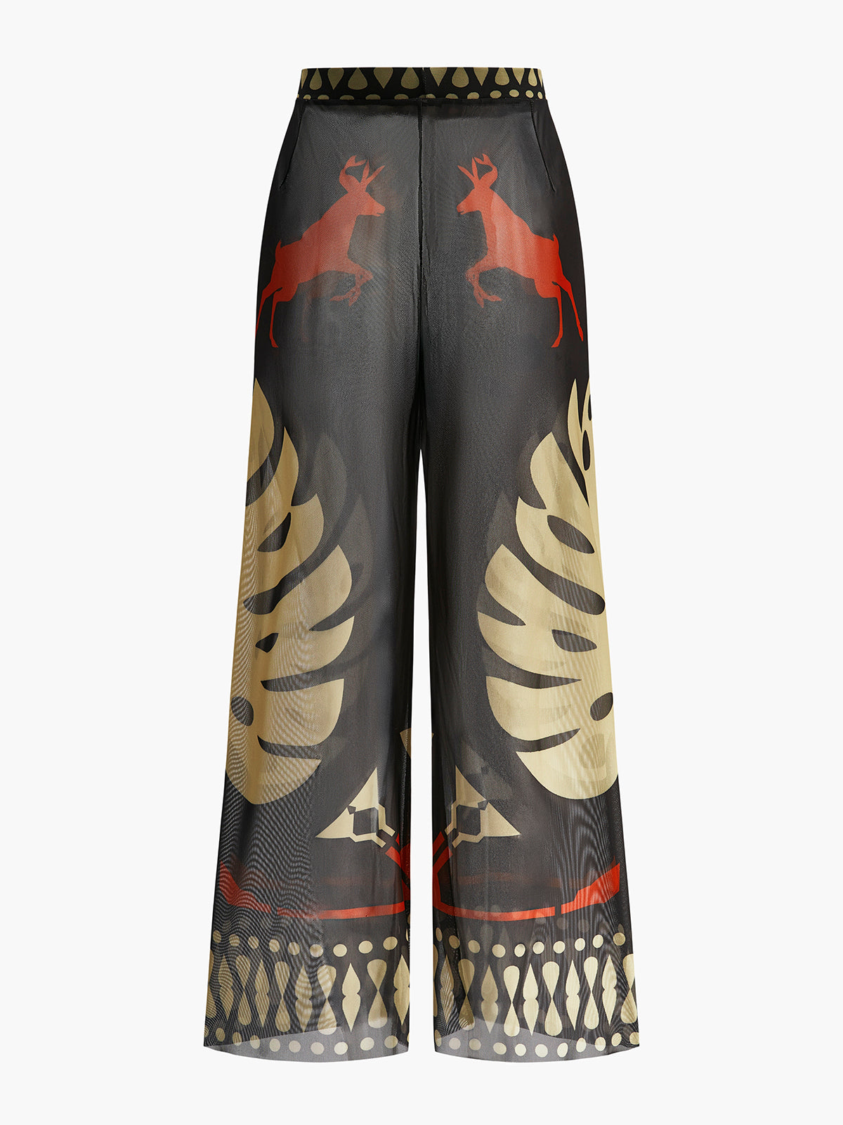 Sheer Printed Wide-Leg Beach Pants