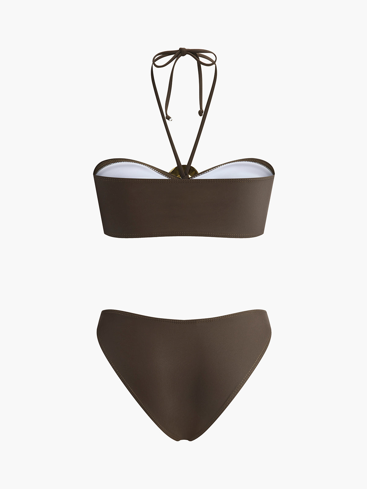 Oval Ring Detail Bandeau Bikini Set With Draped Skirt