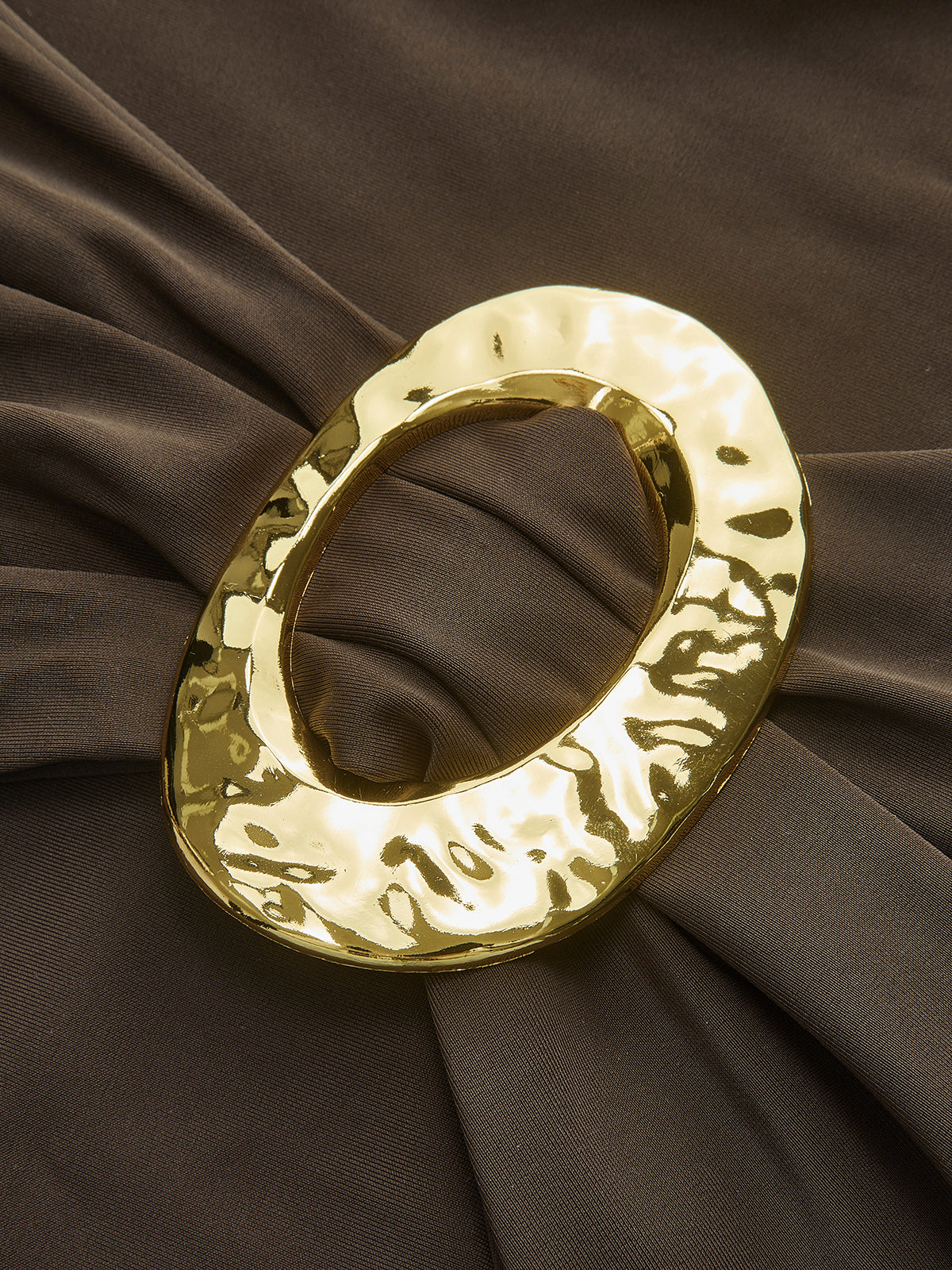 Oval Ring Detail Bandeau Bikini Set With Draped Skirt