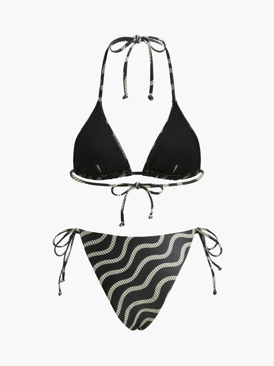 Wave Pattern Triangle Bikini Set