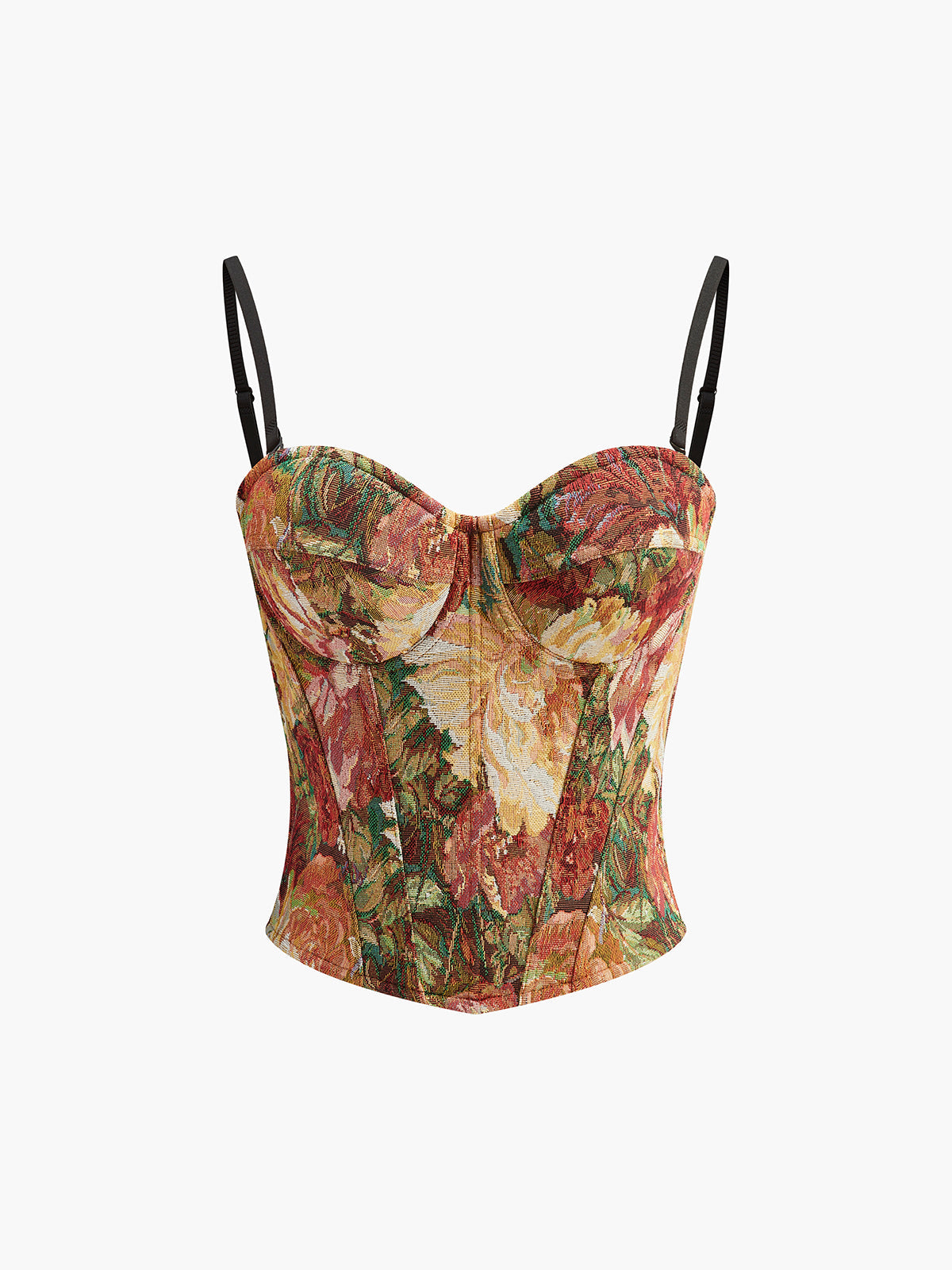 Floral Jacquard Bustier Corset Top