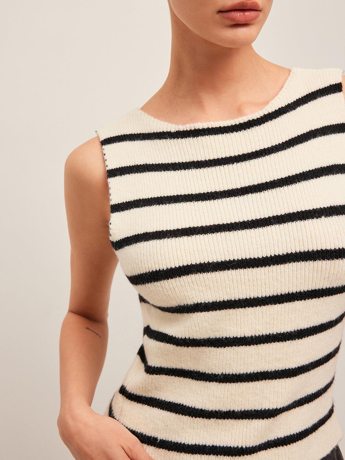 Bow Back Detail Striped Sweater Vest