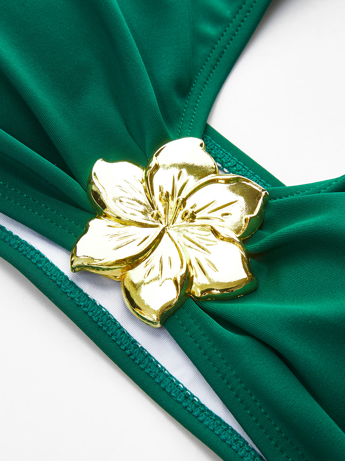 Metal Flower Detail Halter Bikini Set