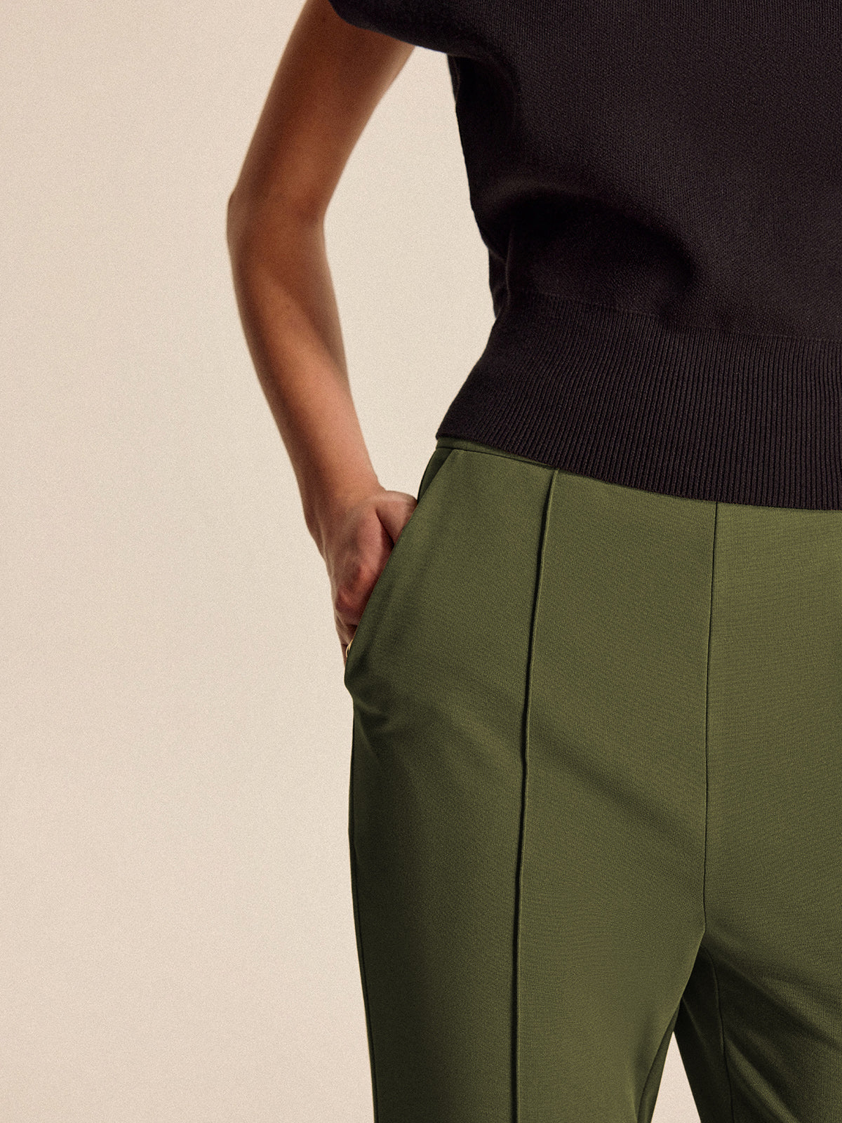 High-Waist Pocket Flared Cropped Pants