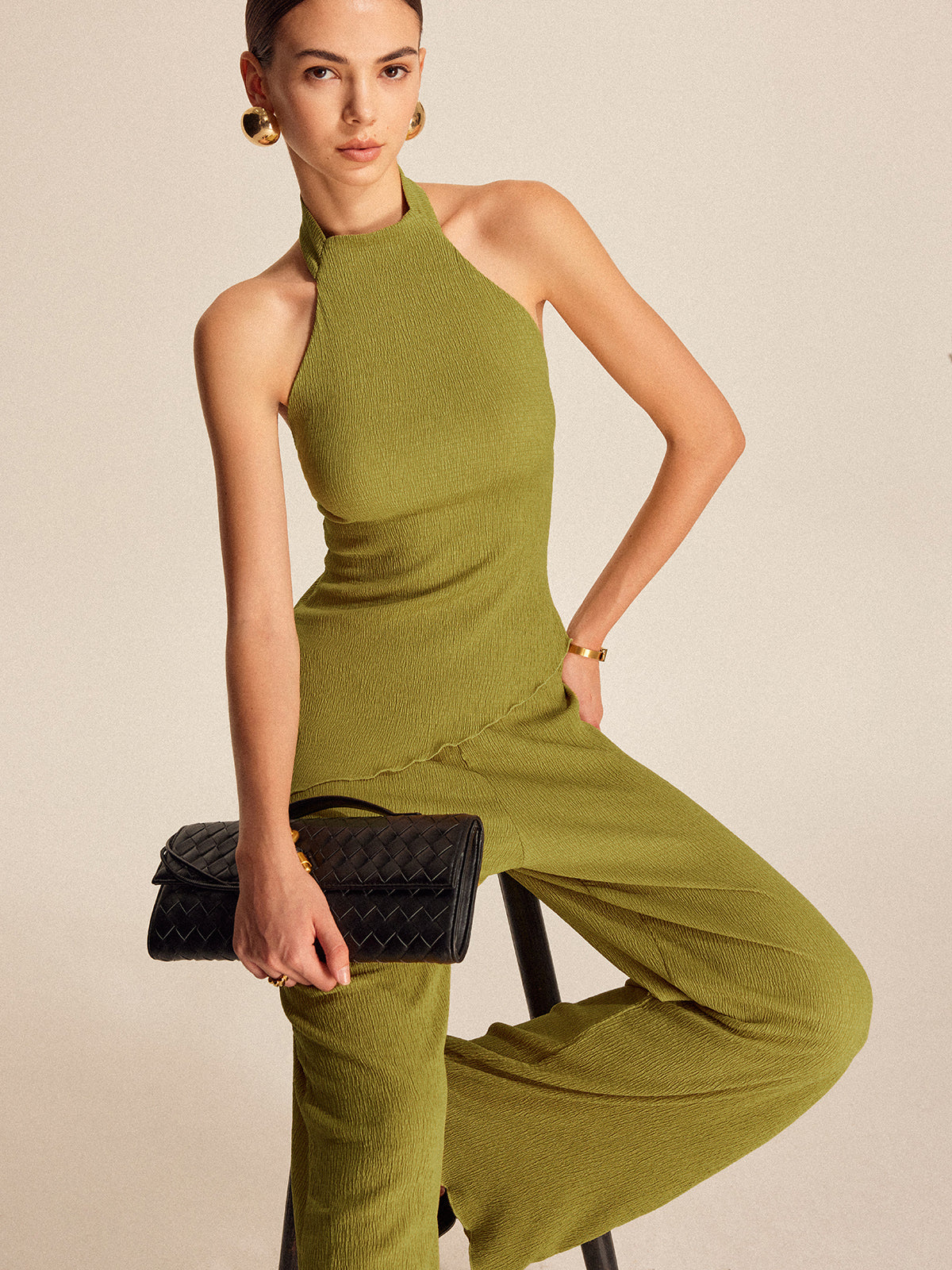 Halter Neck Backless Pants Set