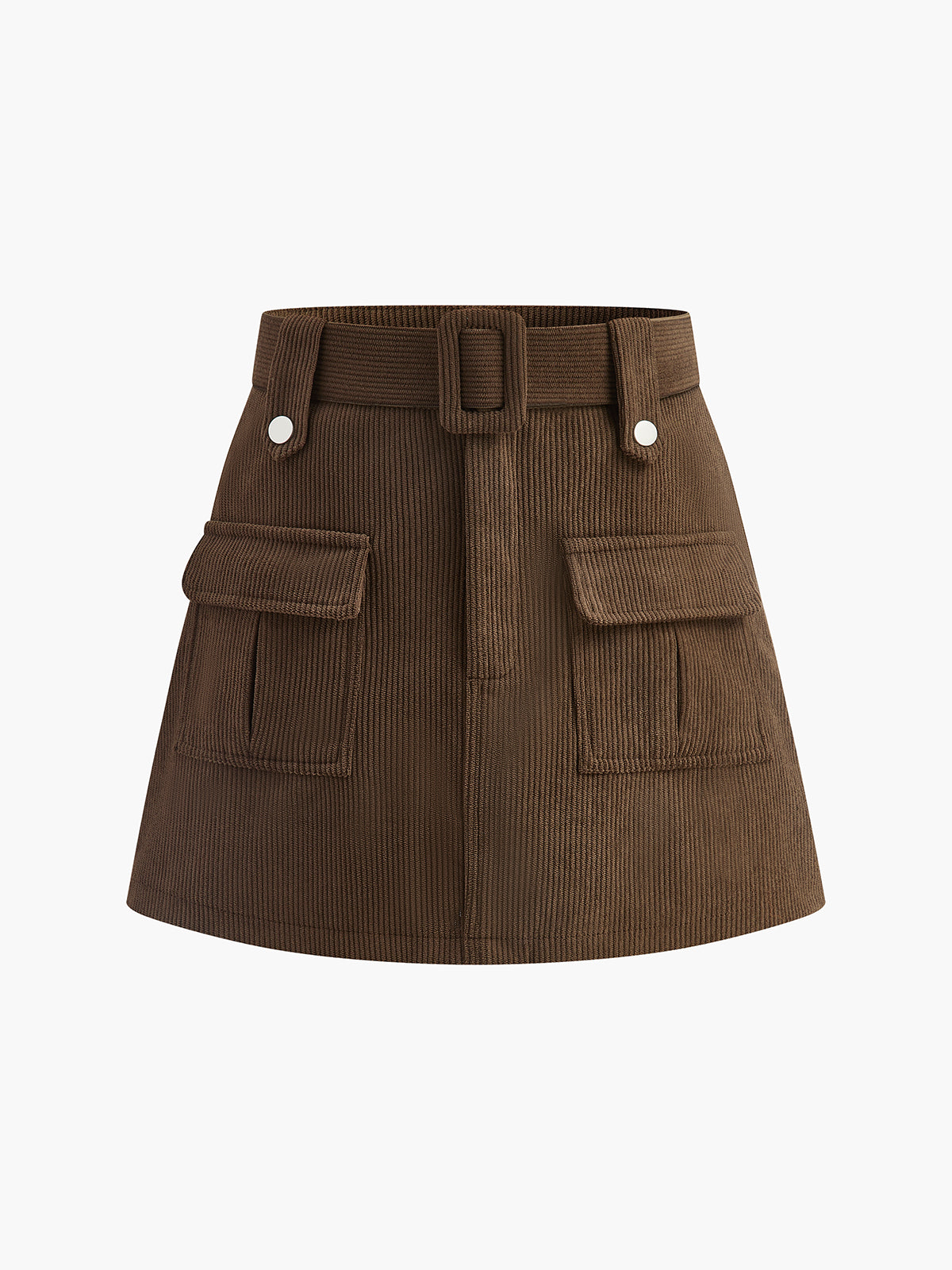 Corduroy Pockets Belted Skort