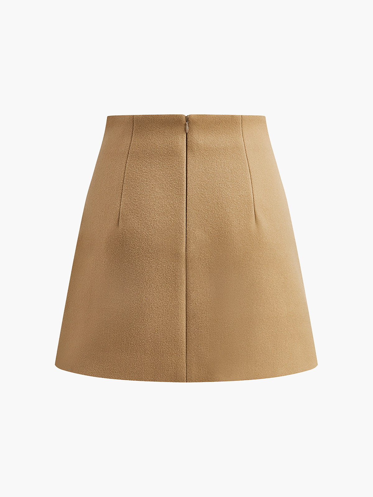 High-Waist Metal-Decor Zipper Skirt