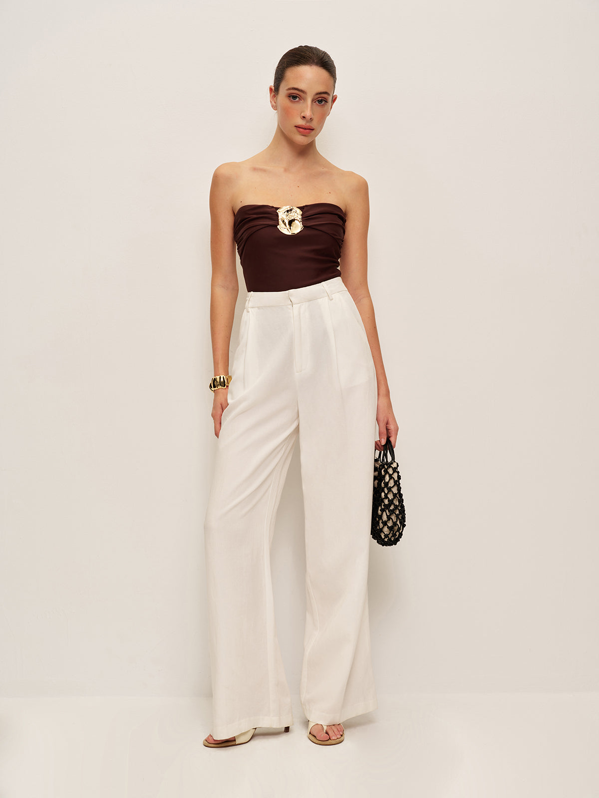 Metal Detail Twist Front One-Piece Swimsuit