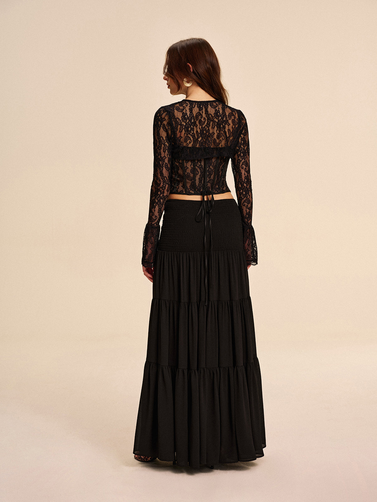 Semi-Sheer Chiffon Skirt Without Belt
