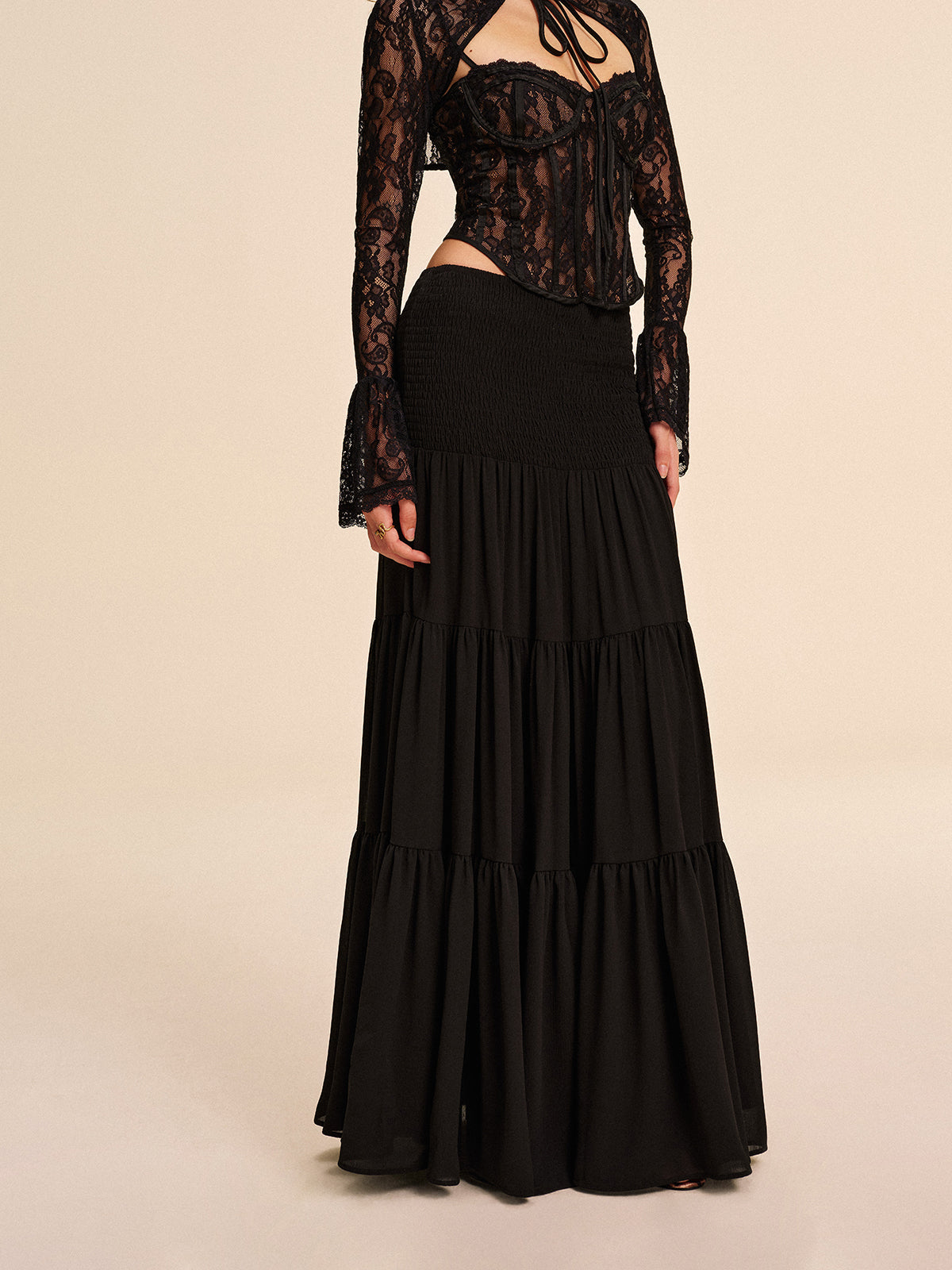 Semi-Sheer Chiffon Skirt Without Belt