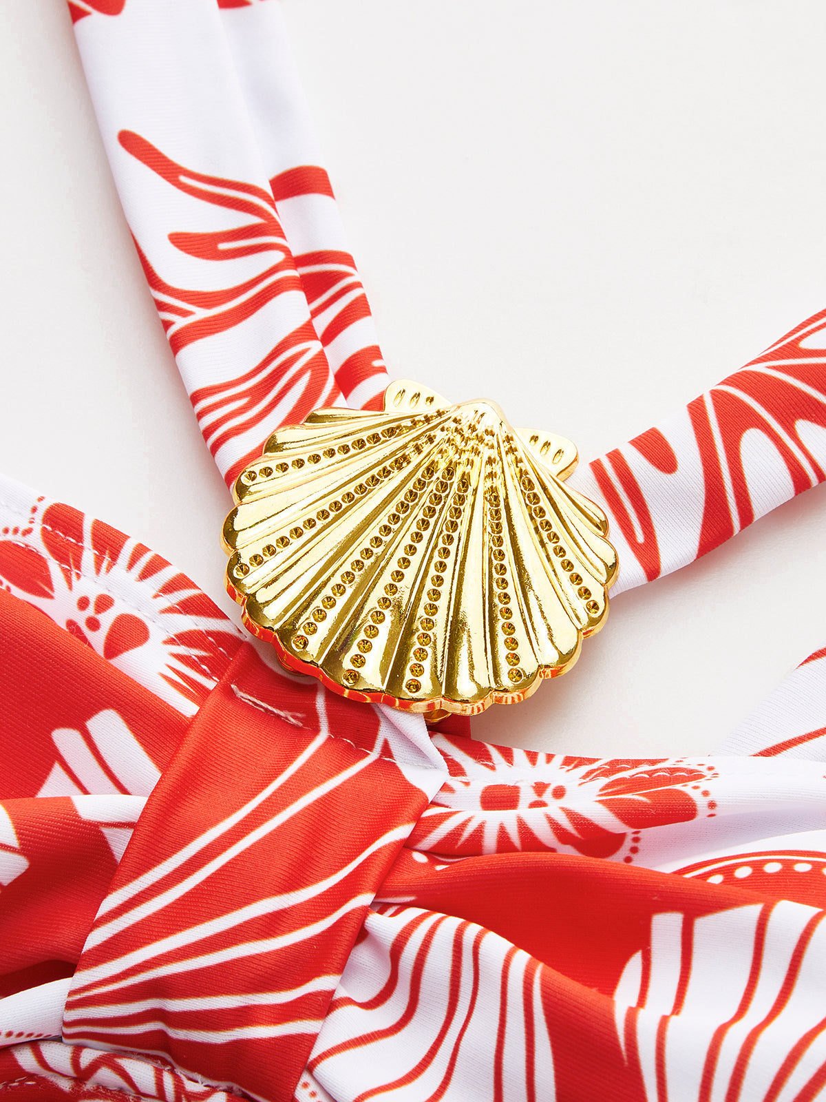 Metal Detail Print One-Piece Swimsuit