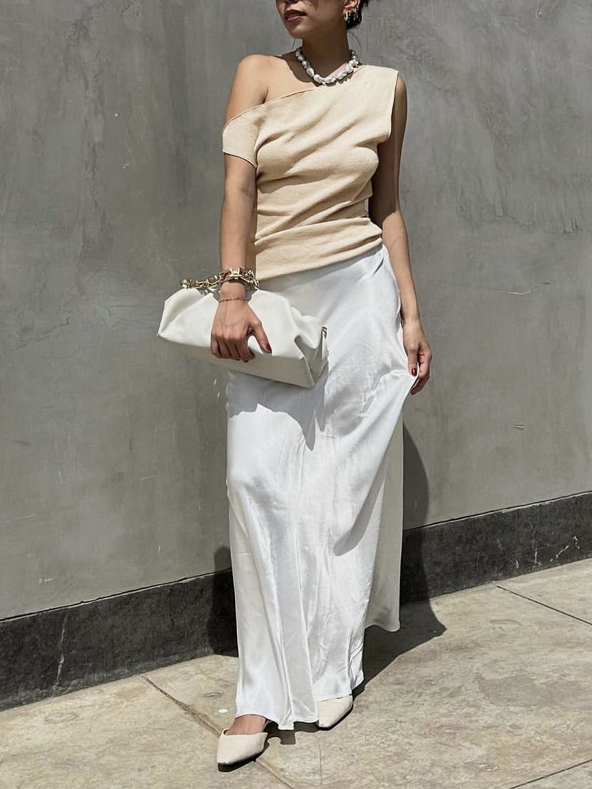 Solid Asymmetrical Neck Sweater Vest