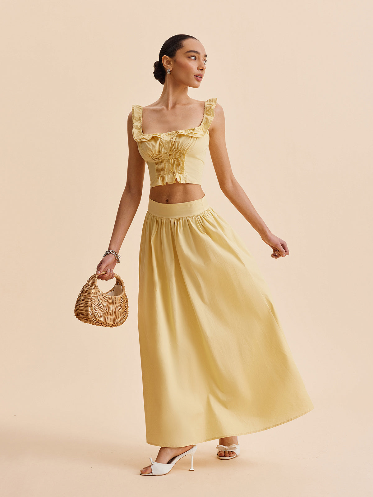 Ruffled Crop Top Skirt Set