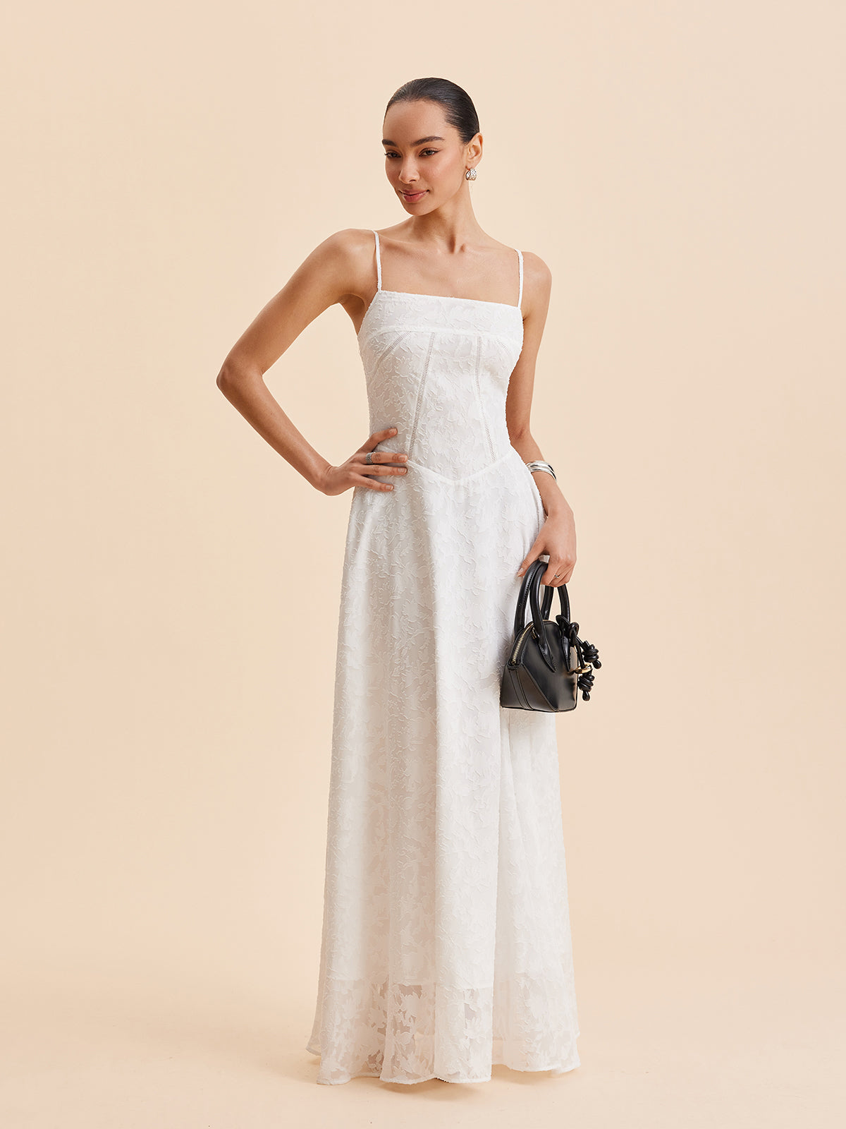 Chiffon Floral Lace Cami Dress