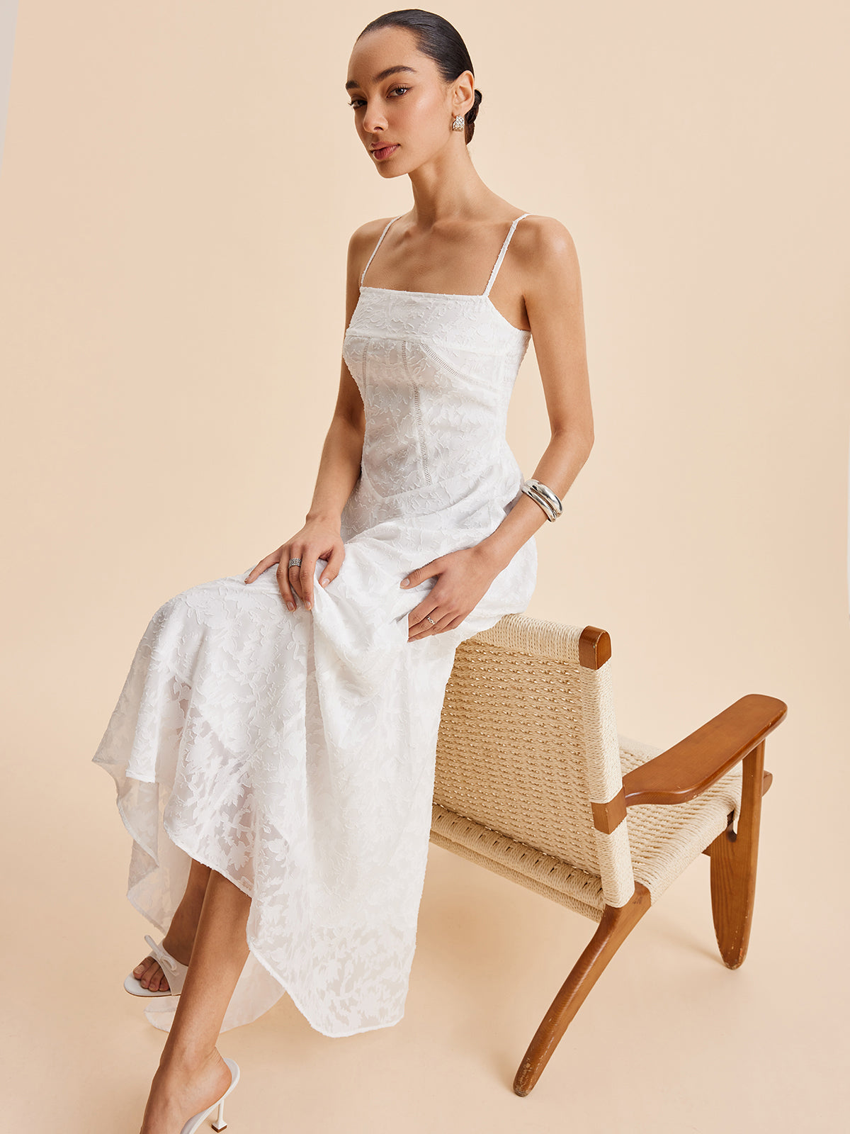 Chiffon Floral Lace Cami Dress