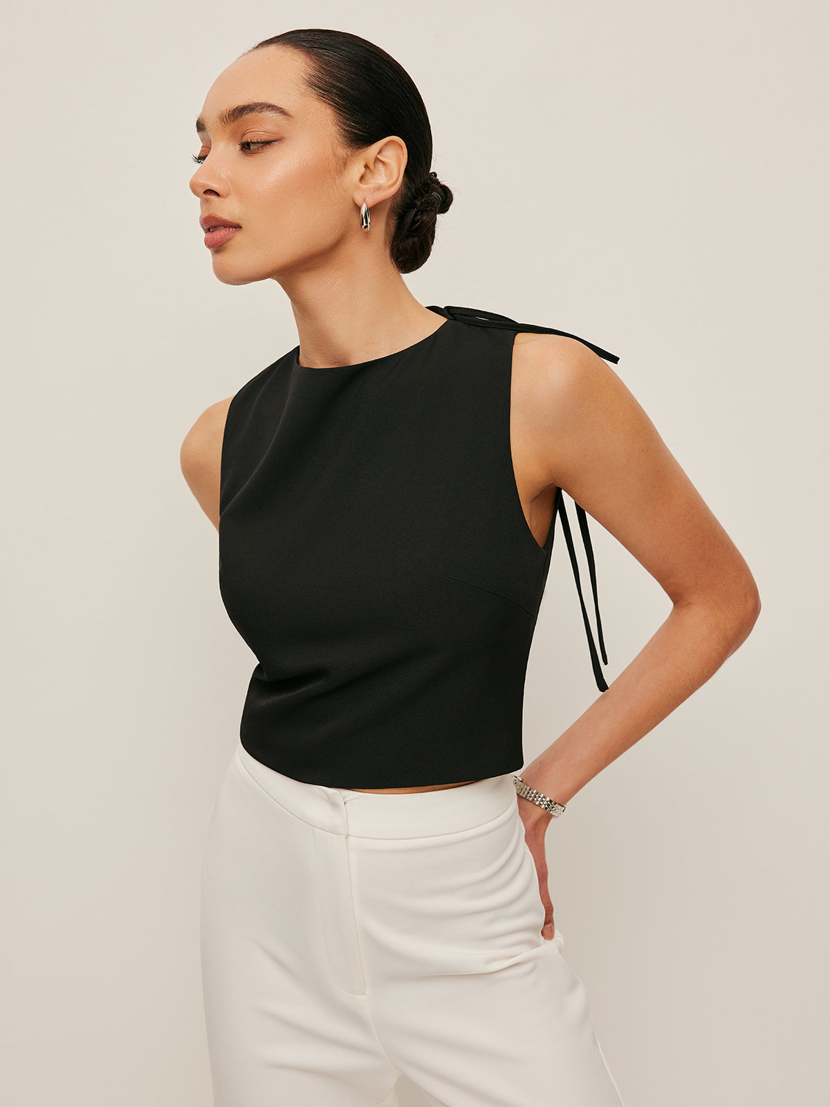 Asymmetrical Open-Back Tie Top