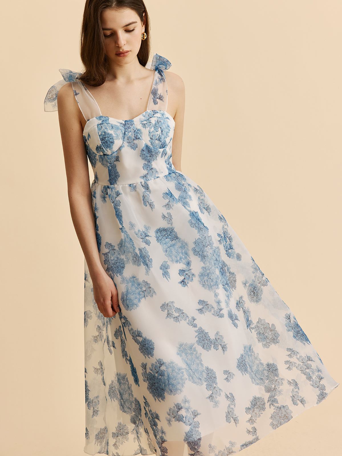 Floral Bow-Strap Dress