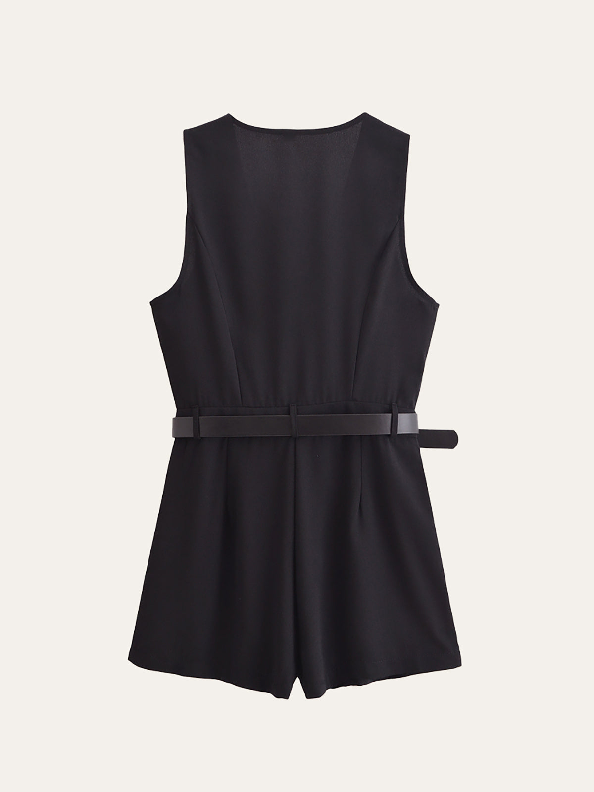 Gold Button Detail Belted Jumpsuit