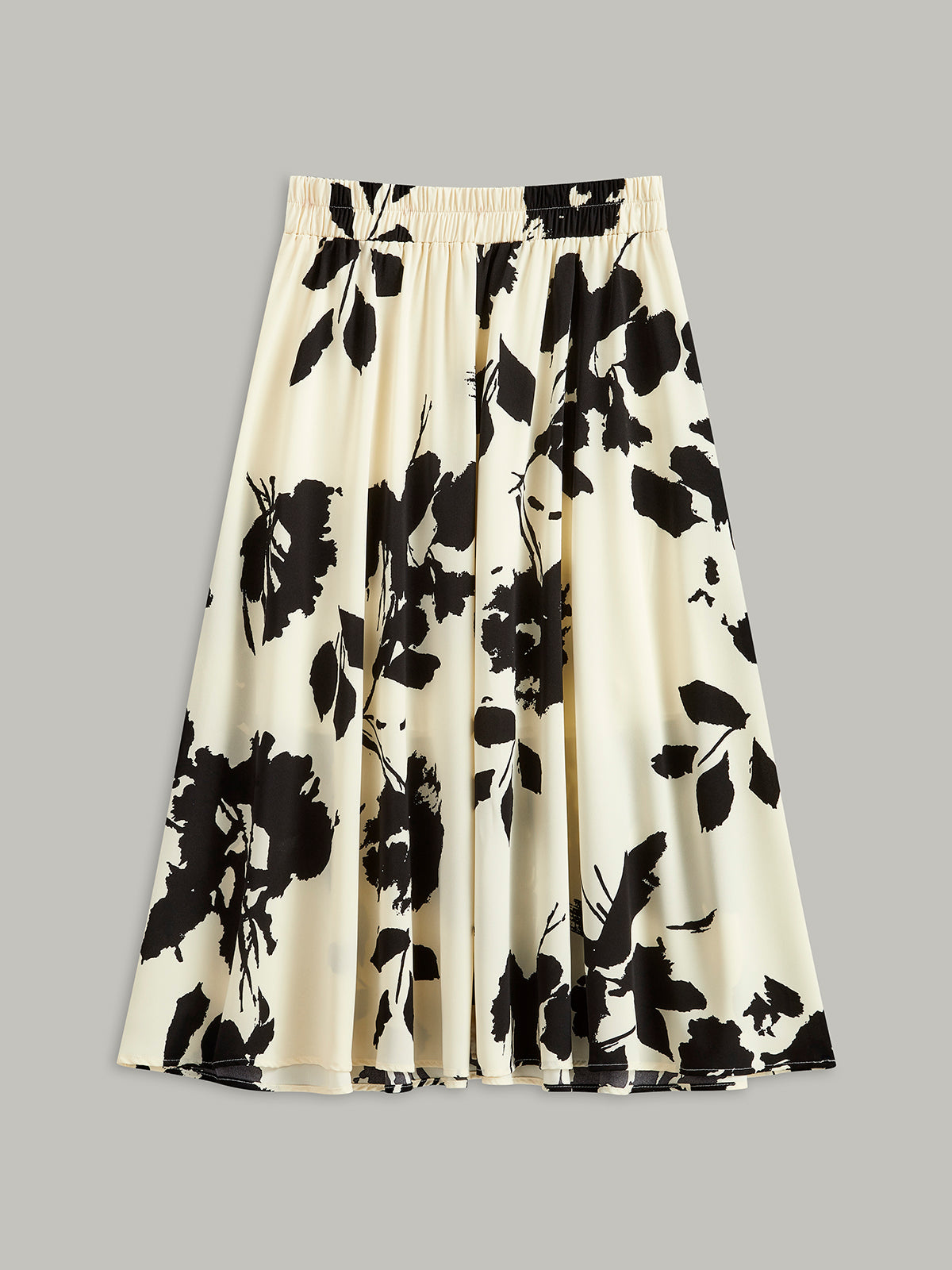 Abstract Floral Print A-Line Skirt